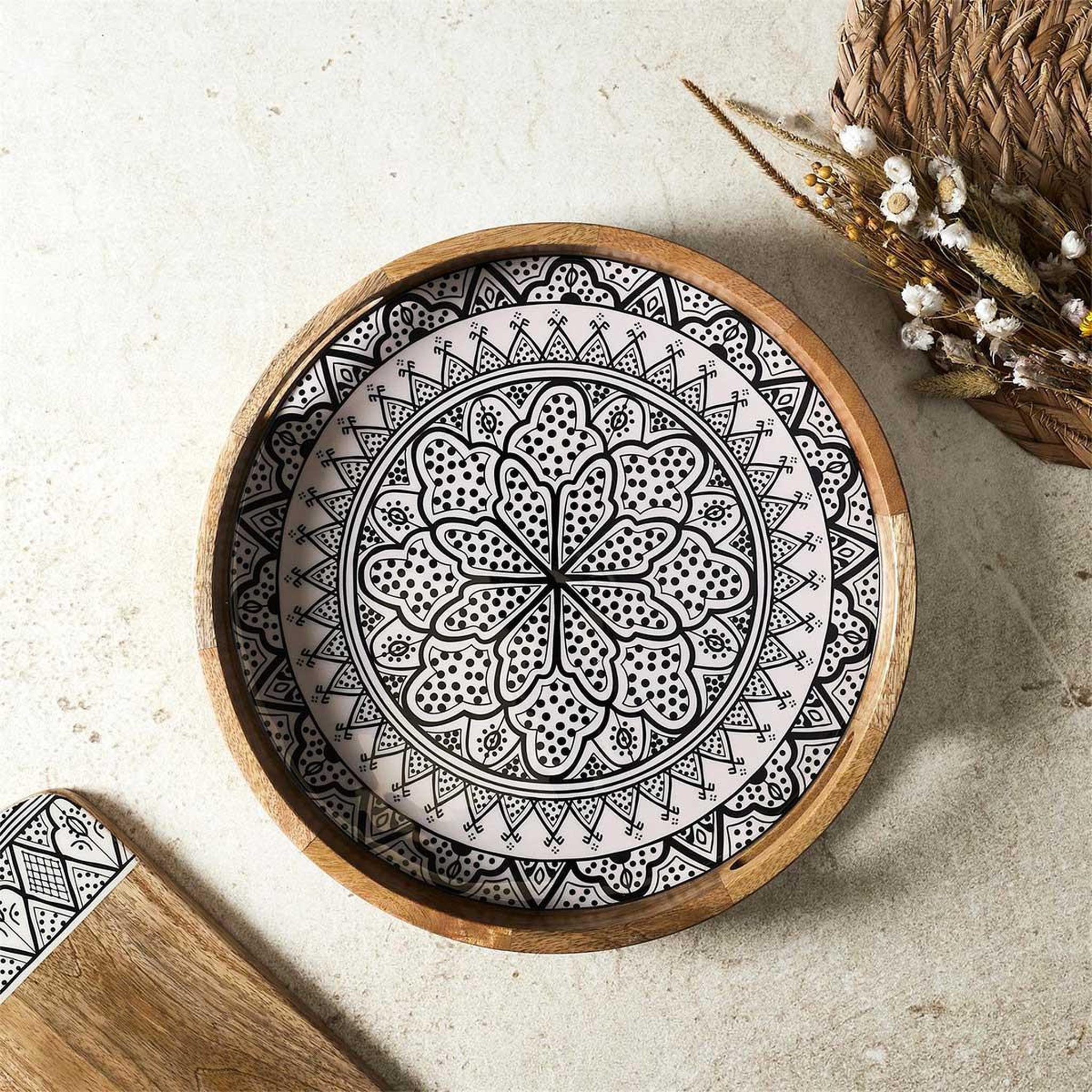 Voir la diapositive 5 : The Home Deco Factory Plateau de service en bois  dune  35cm noir