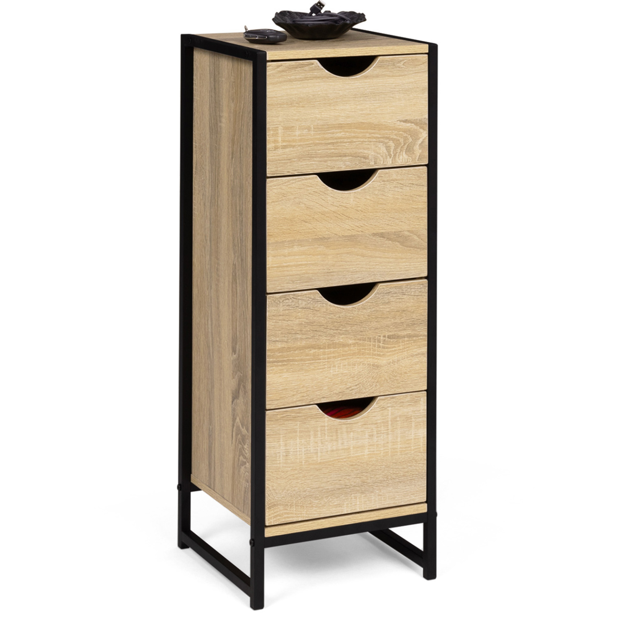 ID MARKET Meuble d'appoint 4 tiroirs detroit 30x30x80 cm chiffonnier pour entrée salle de bain design industriel