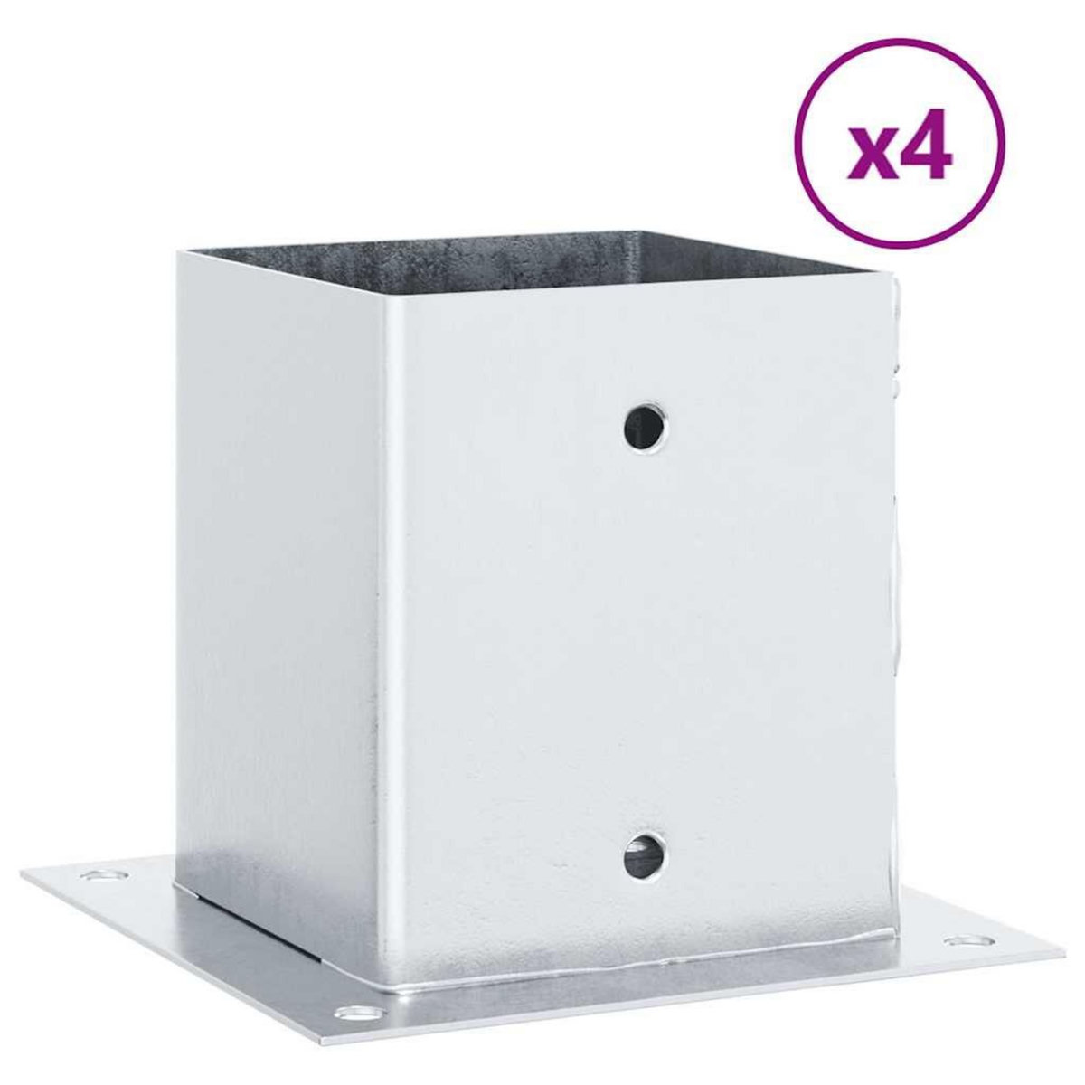 VIDAXL Bases de poteau carrees 4 pcs argent 121x121 mm acier galvanise