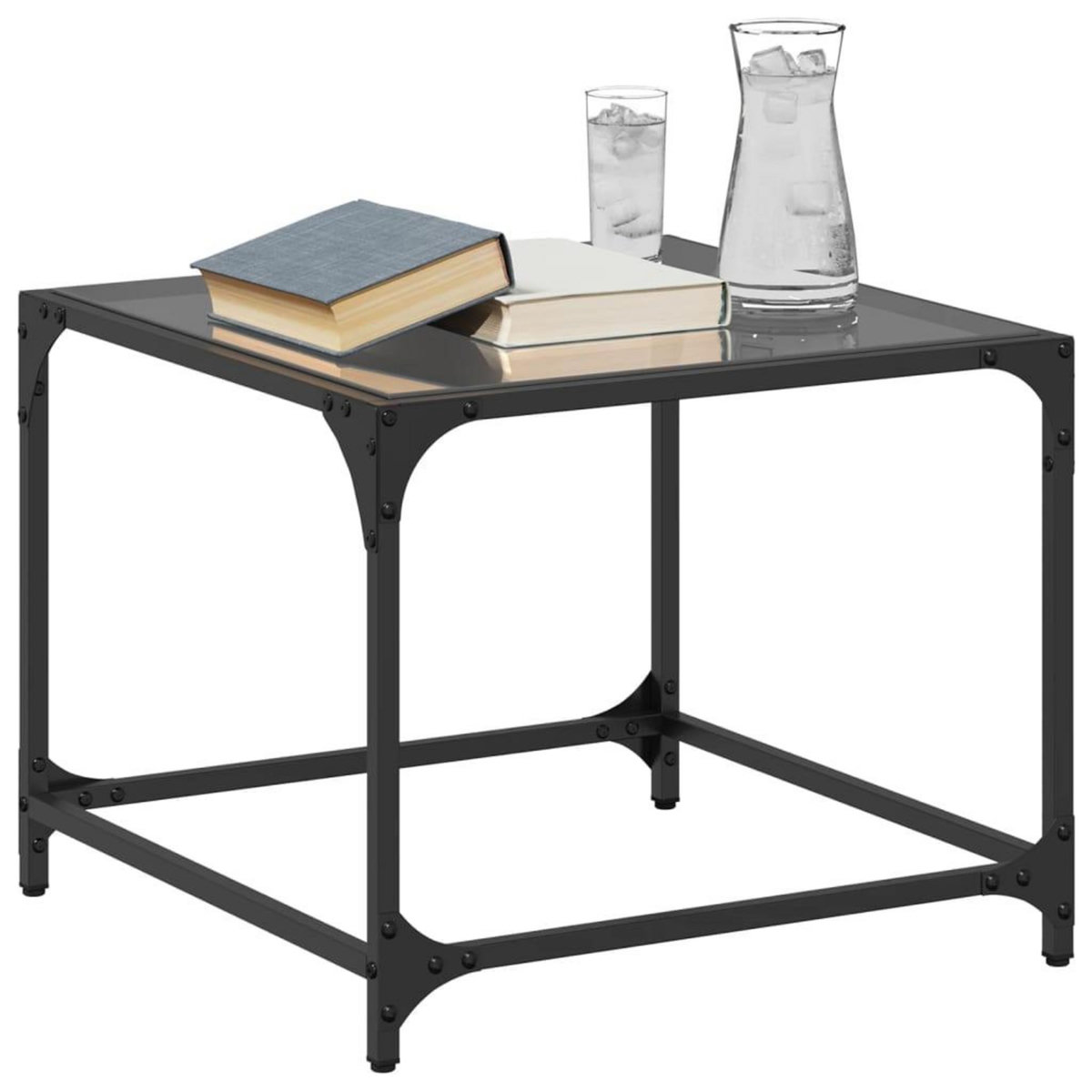 VIDAXL Table basse avec dessus en verre noir 50x50x40 cm acier