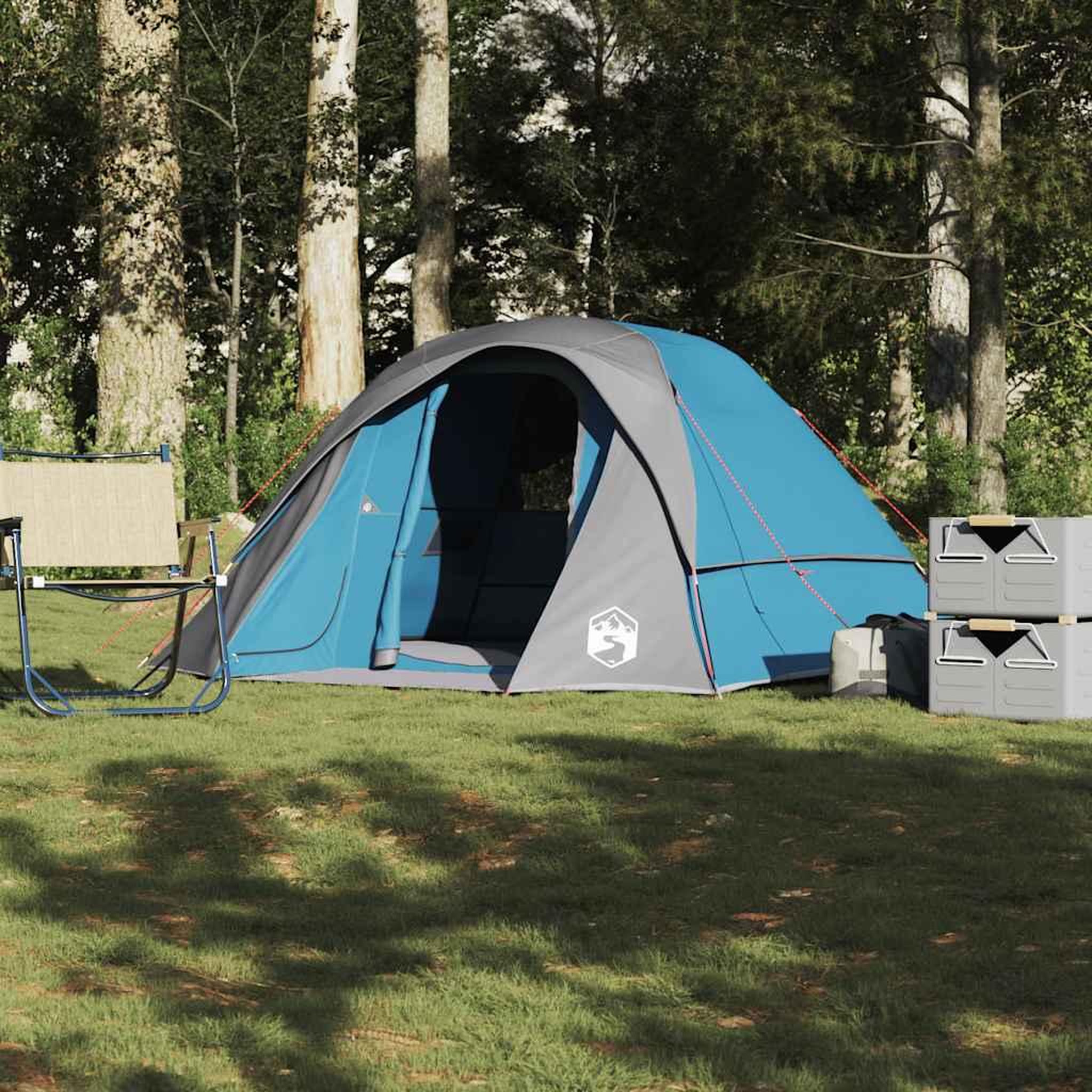 VIDAXL Tente de camping de cabine 4 personnes bleu impermeable