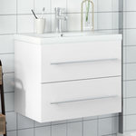 VIDAXL Armoire lavabo de salle de bain avec bassin integre blanc