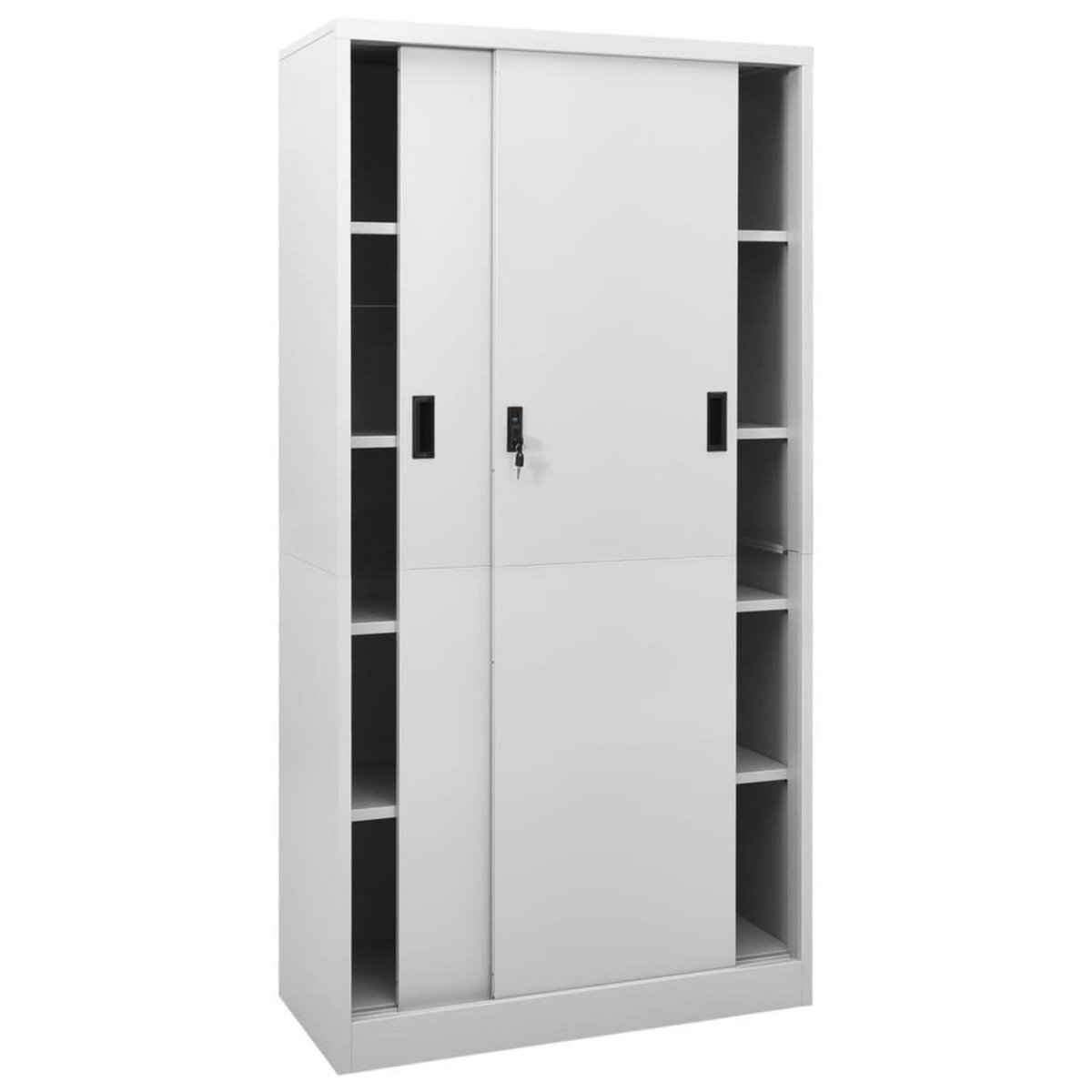 VIDAXL Armoire a bureau porte coulissante Gris clair 90x40x180cm Acier