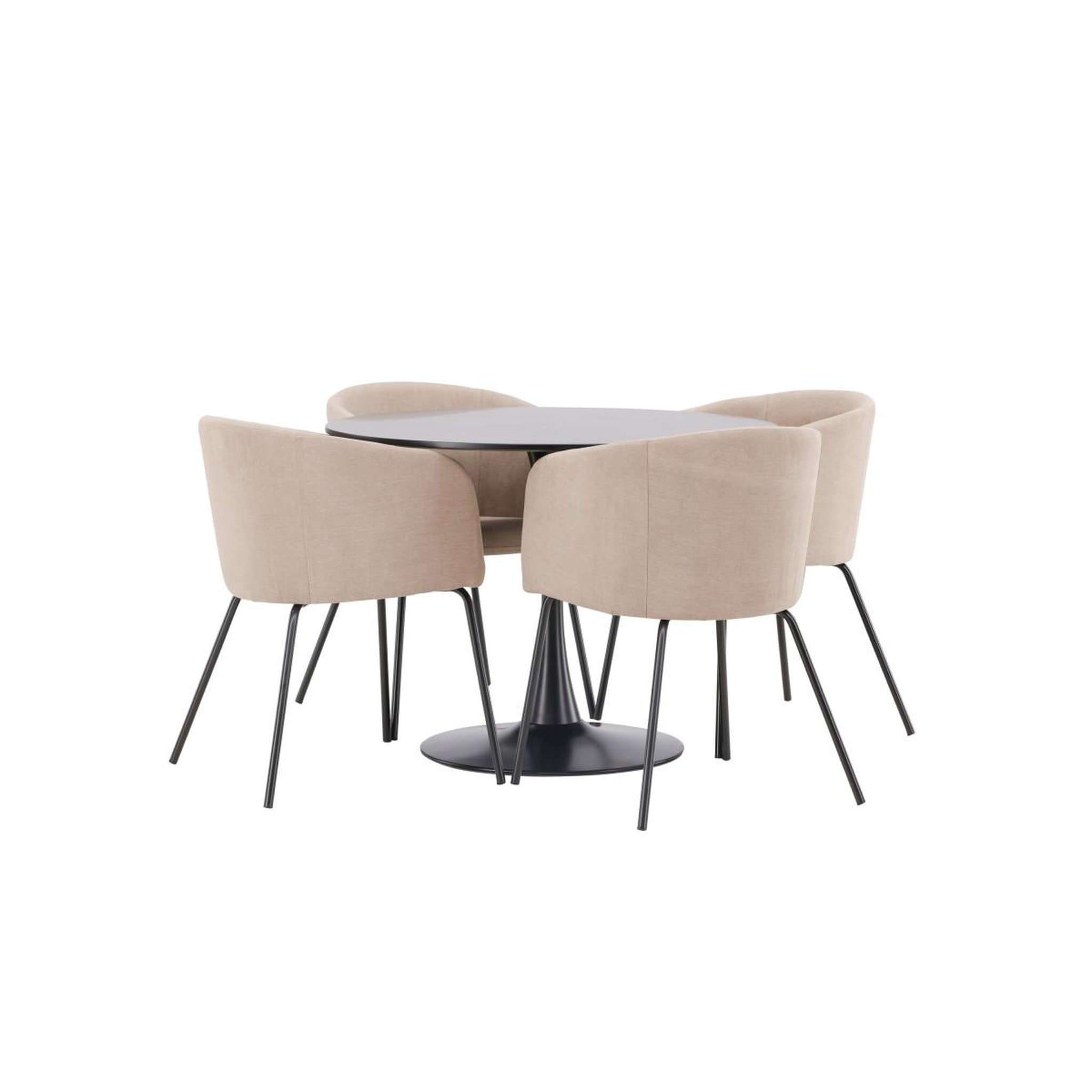 Voir la diapositive 3 : Paris Prix Ensemble table à manger & 4 chaises  glade & berit  100cm noir & beige