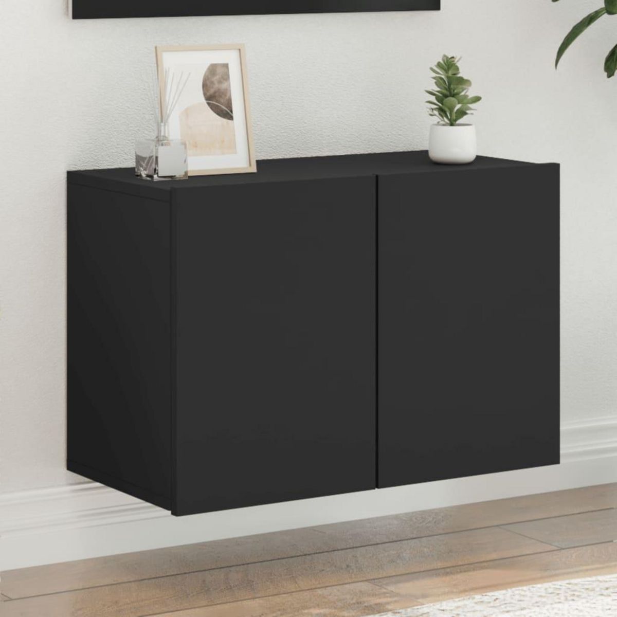 VIDAXL Meuble TV mural noir 60x30x41 cm