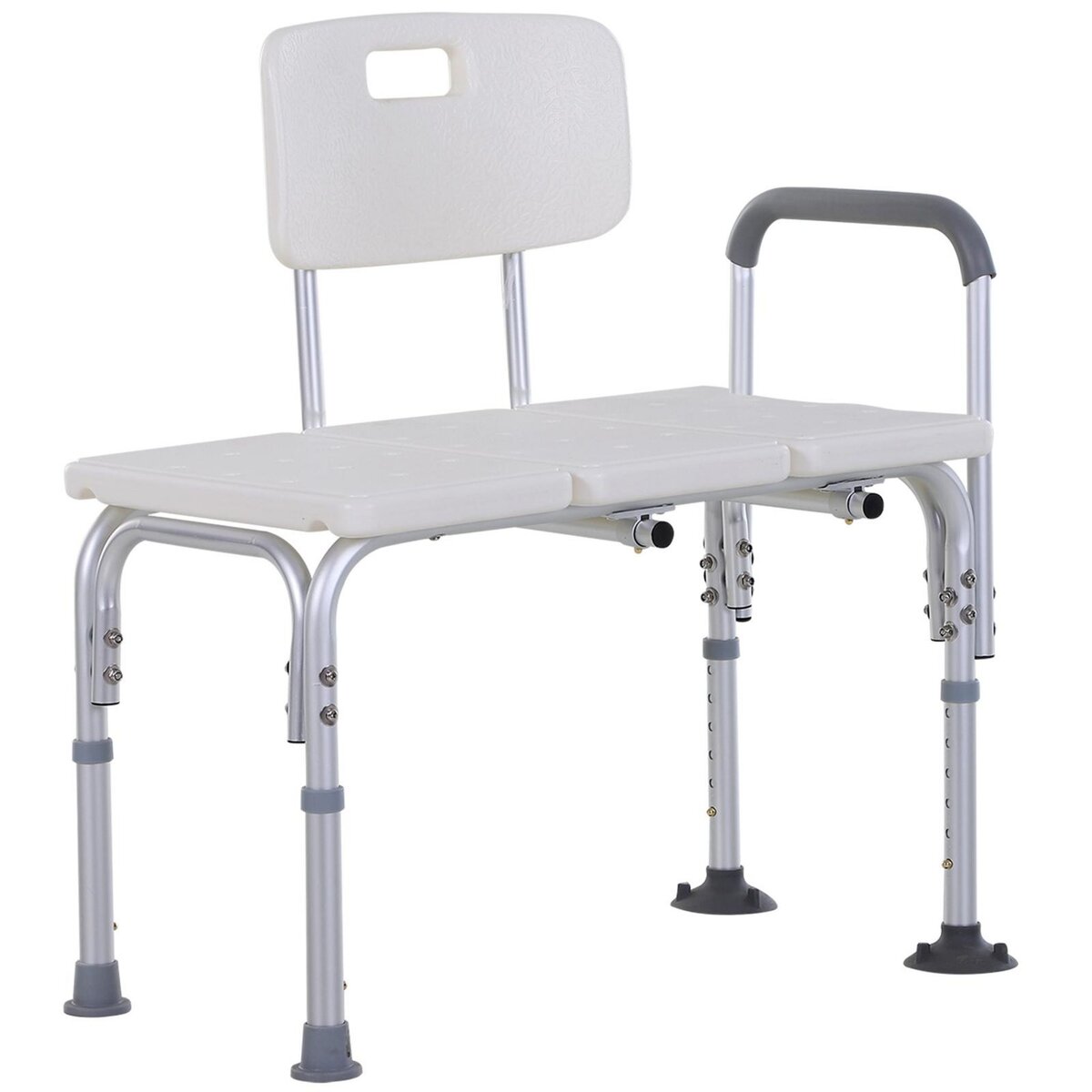 HOMCOM Chaise de douche siège de douche ergonomique hauteur réglable pieds antidérapants charge max. 136 Kg alu. HDPE blanc