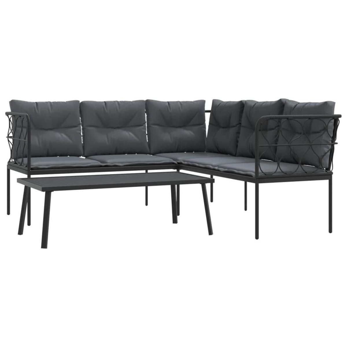 VIDAXL Ensemble de canapes de jardin et coussins noir acier textilene