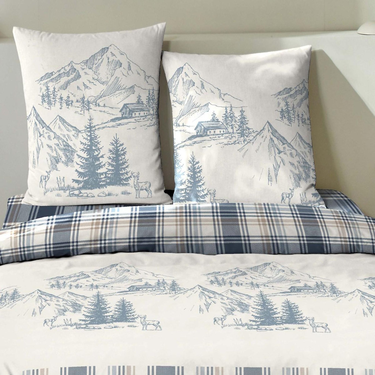 Home collection Parure Housse De Couette 100% flanelle de coton Monty