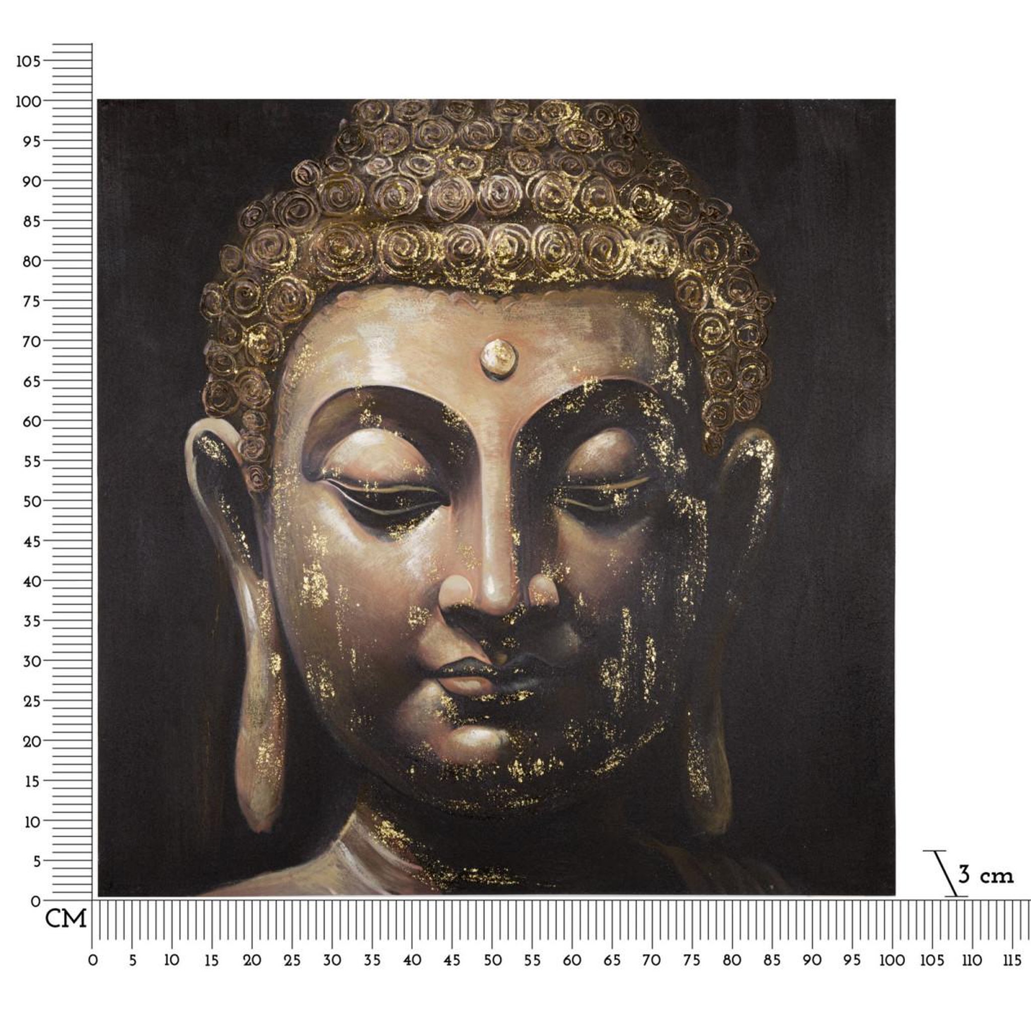 Voir la diapositive 6 : Paris Prix Toile imprimée déco  visage bouddha  100x100cm multicolore