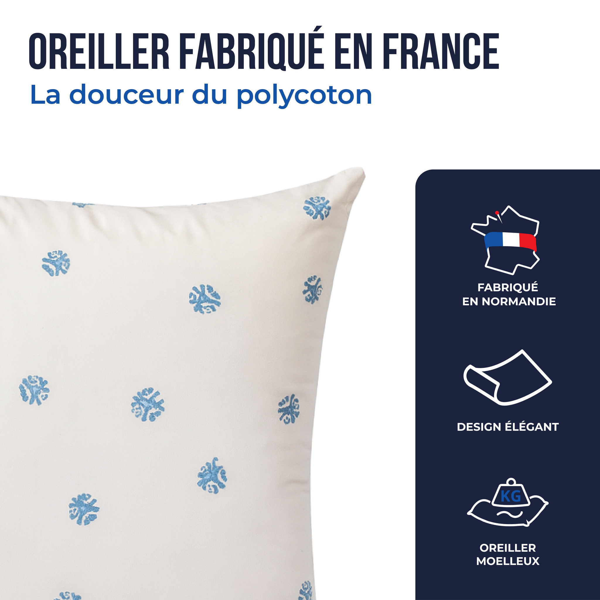 Voir la diapositive 4 : COLAS NORMAND Oreiller moelleux aux motifs géométriques 60X60cm