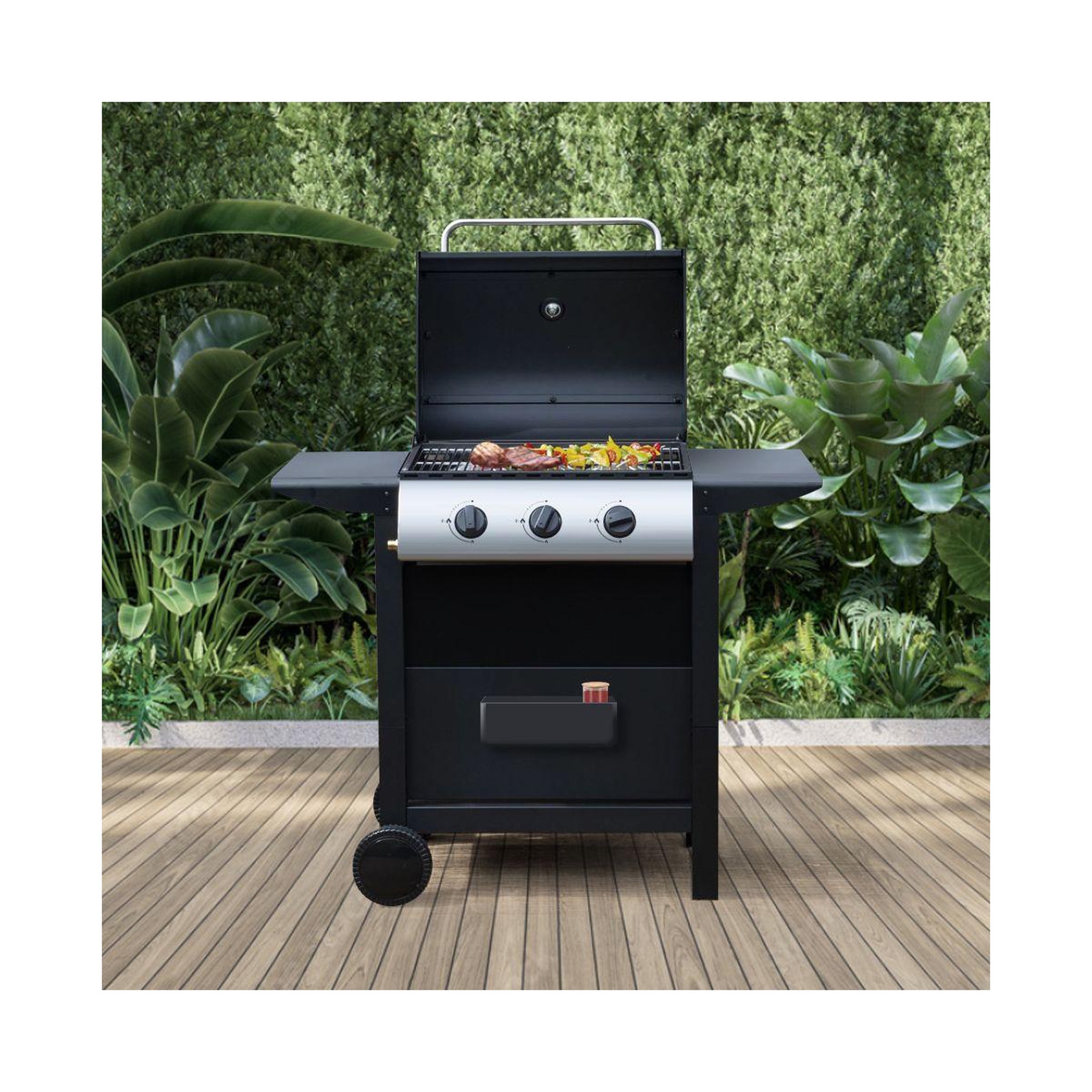 Voir la diapositive 3 : Listo Barbecue gaz bgz l1 noir 3 brûleurs sur chariot, 51x34 cm