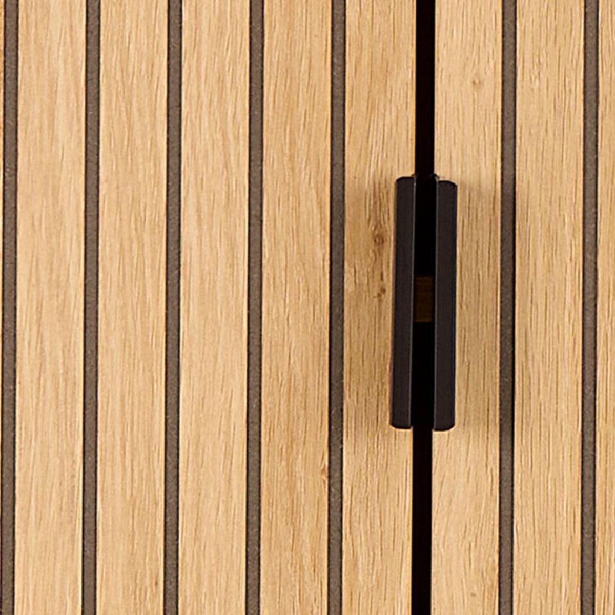 TOILINUX Meuble 2 portes et 3 étagères effet tasseaux BAÏKAL - Beige