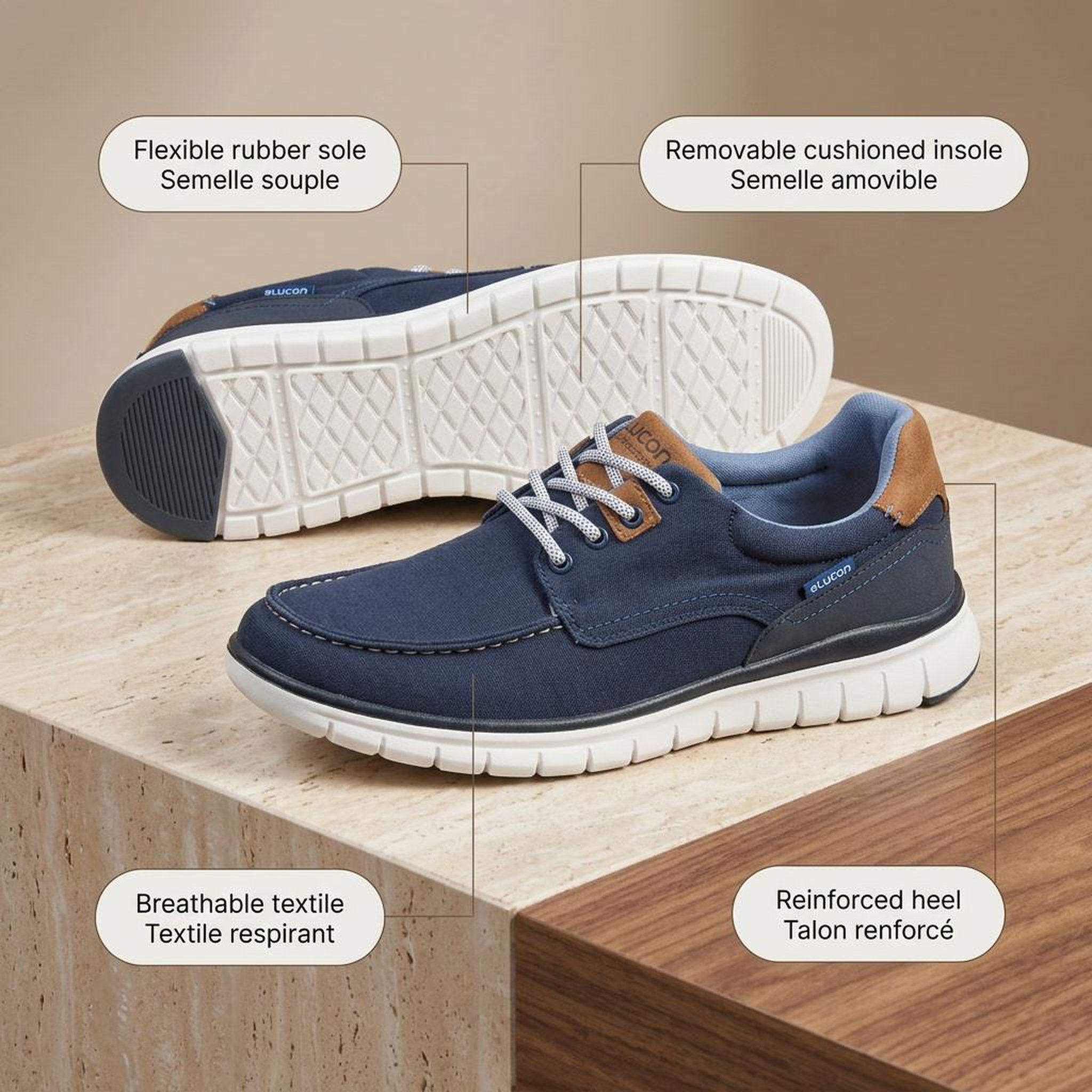 Voir la diapositive 4 : OZABI OZABI Basket homme confort semelle souple style bateau
