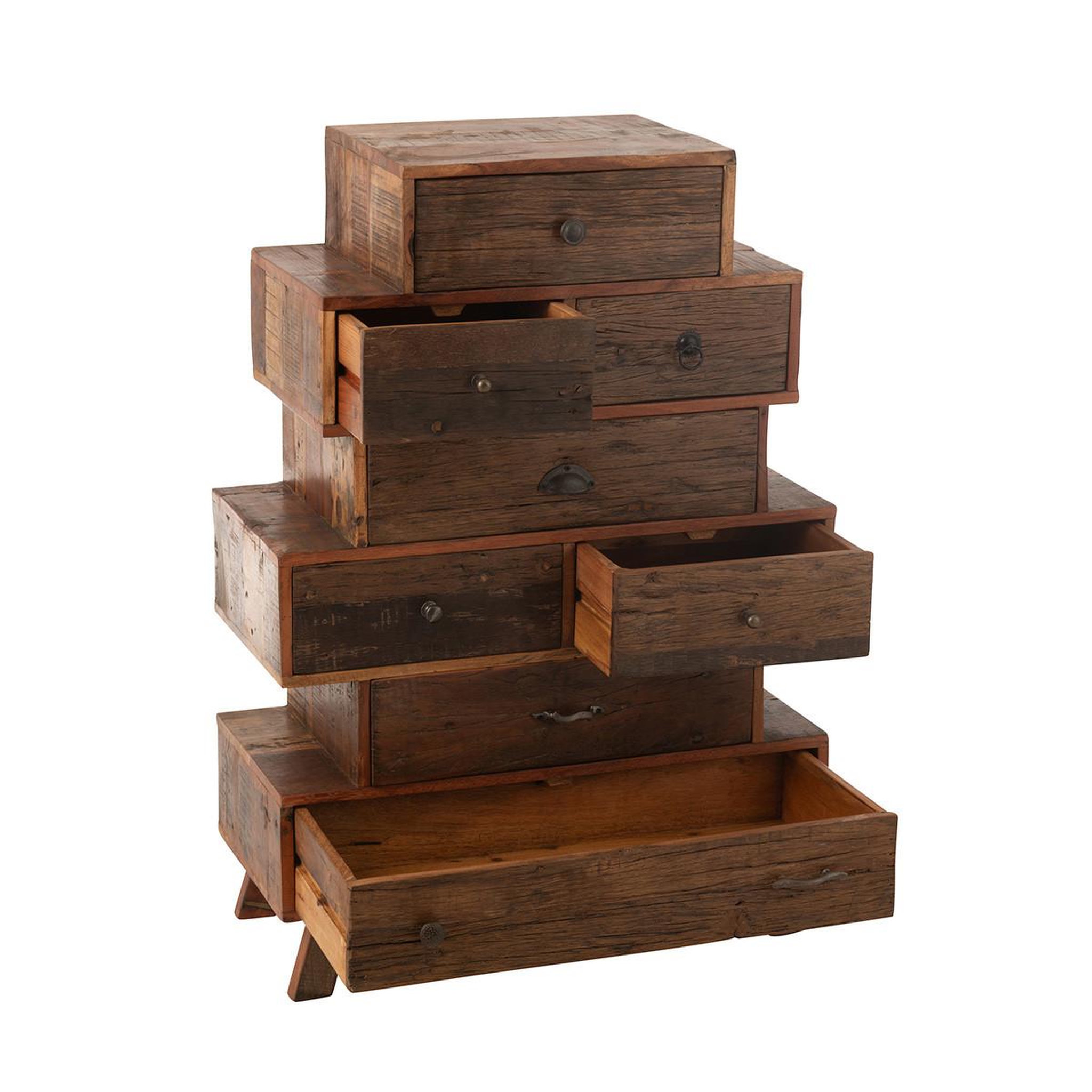 Voir la diapositive 6 : J-LINE Commode 8 tiroirs en bois  vinto  109cm naturel