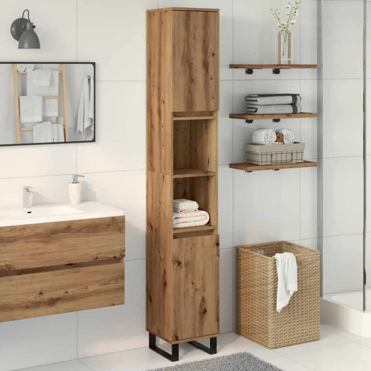 VIDAXL Armoire de salle de bain chene artisanal 30x30x190 cm