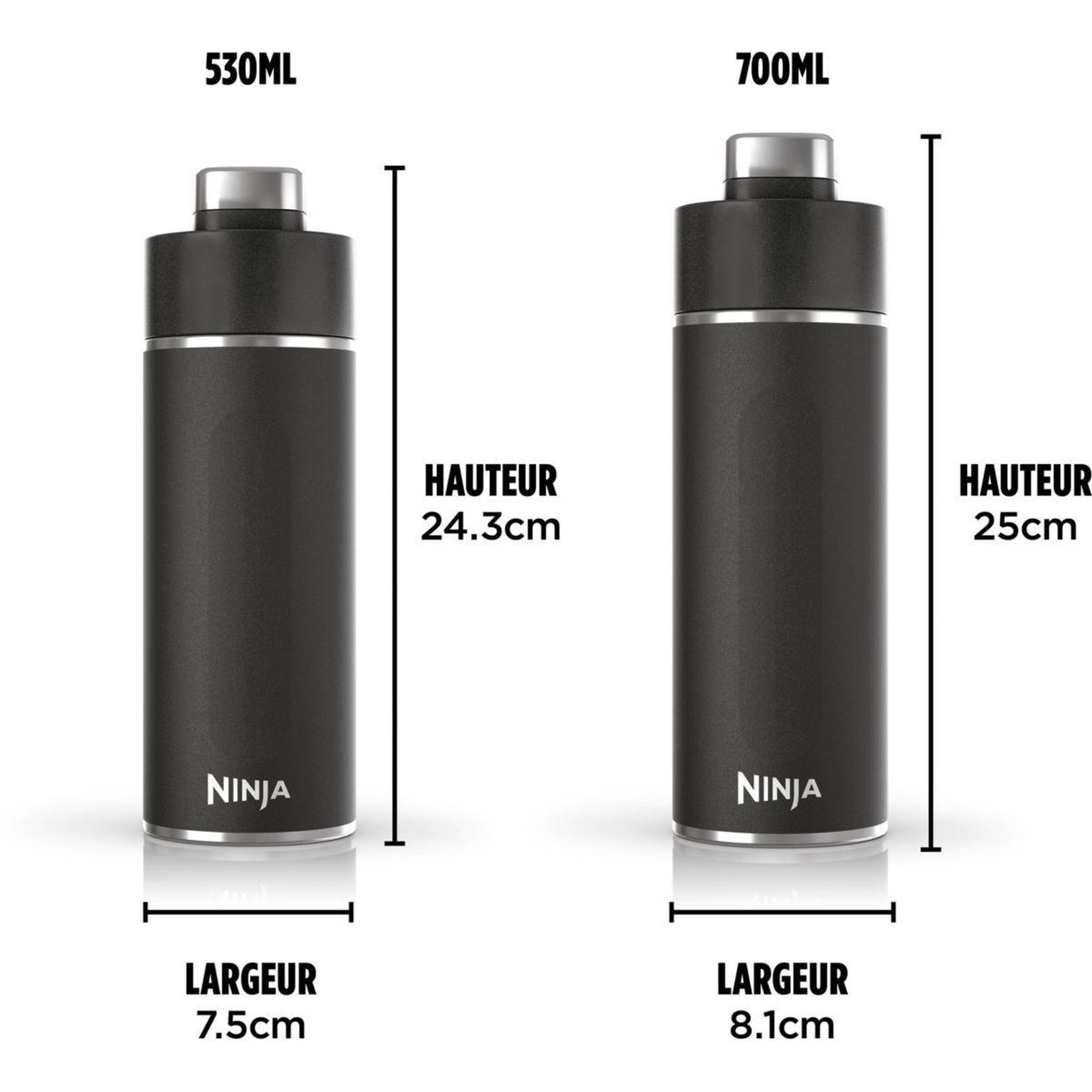 Voir la diapositive 4 : NINJA Bouteille isotherme Thirsti 530ml Travel Bottle Black