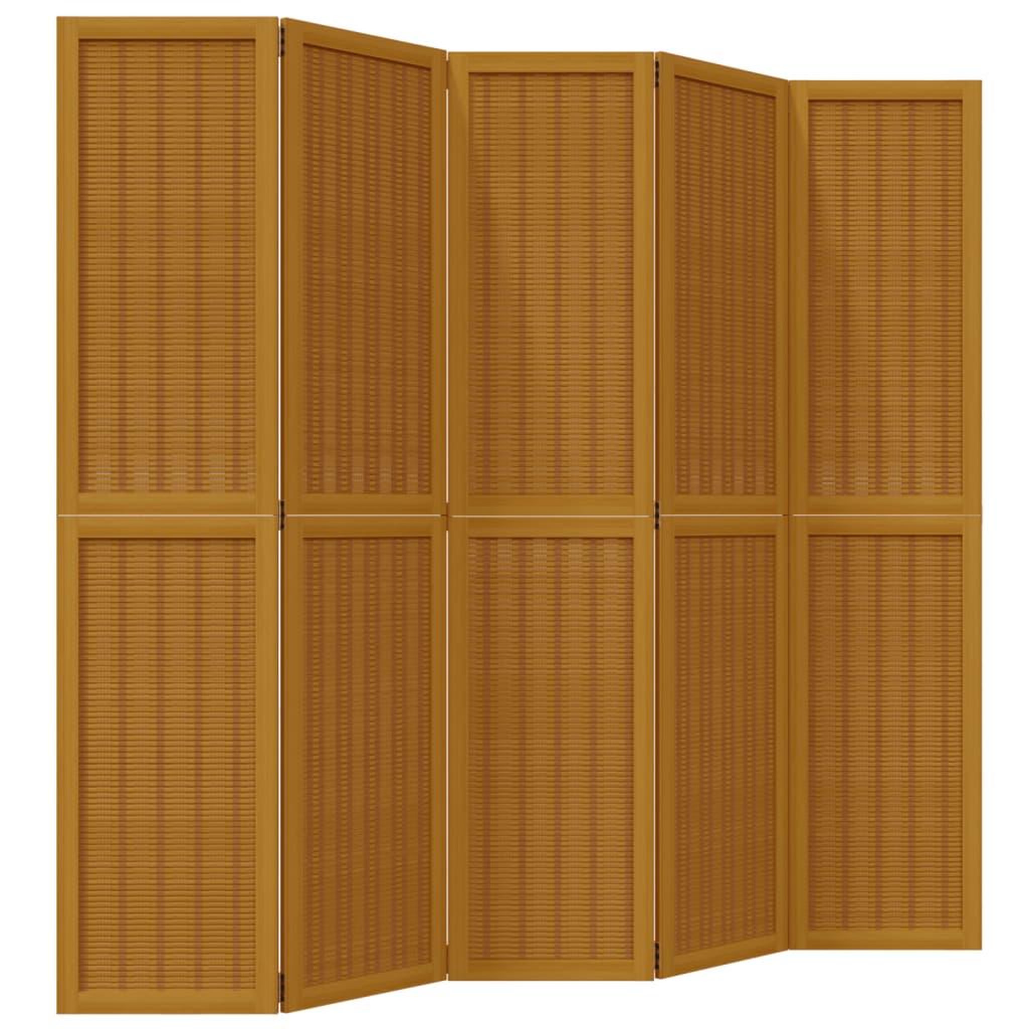 Voir la diapositive 2 : VIDAXL Cloison de separation 5 panneaux marron bois paulownia massif