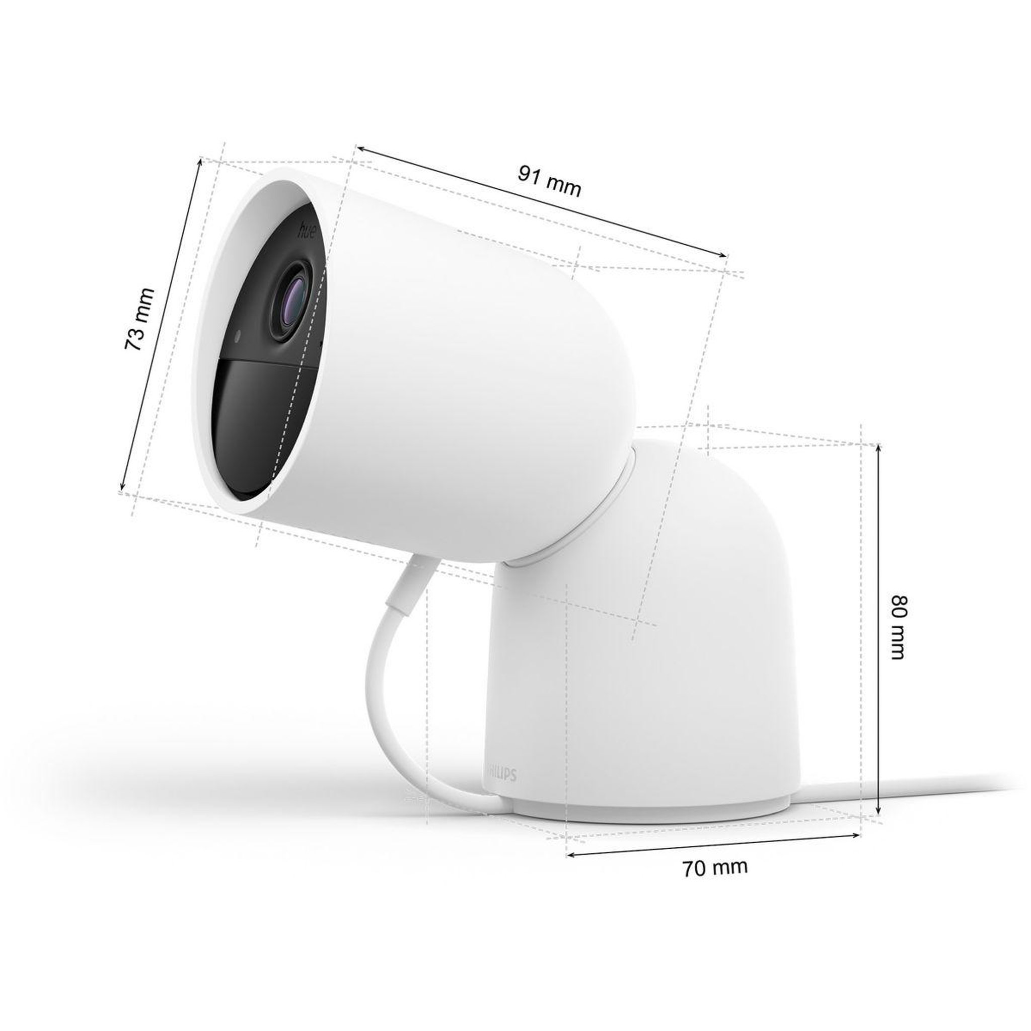 Voir la diapositive 3 : Philips Caméra de surveillance HUE SECURE avec support bureau blanche