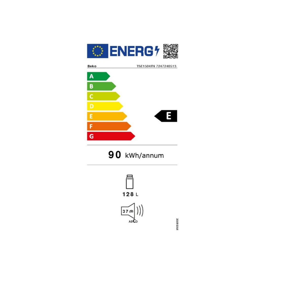 Beko Réfrigérateur table top 54cm 128l blanc - TSE1504FN