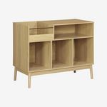 SWEEEK Meuble vinyle vintage décor bois, DUNE. Coloris disponibles : Beige