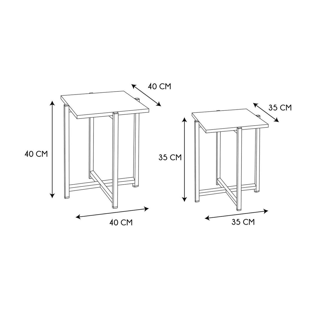 The Home Deco Factory Lot de 2 tables gigognes en bois et métal Kalo - Marron et noir