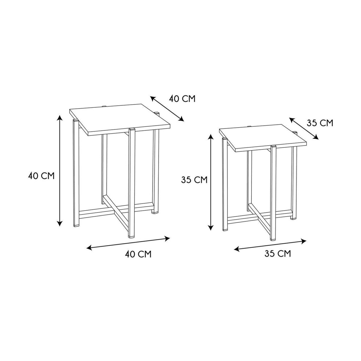 The Home Deco Factory Lot de 2 tables gigognes en bois et métal Kalo - Marron et noir