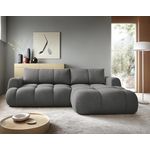 BEST MOBILIER Yulin - canapé d'angle droit 4 places convertible avec coffre en tissu bouclette. Coloris disponibles : Gris, Beige, Marron