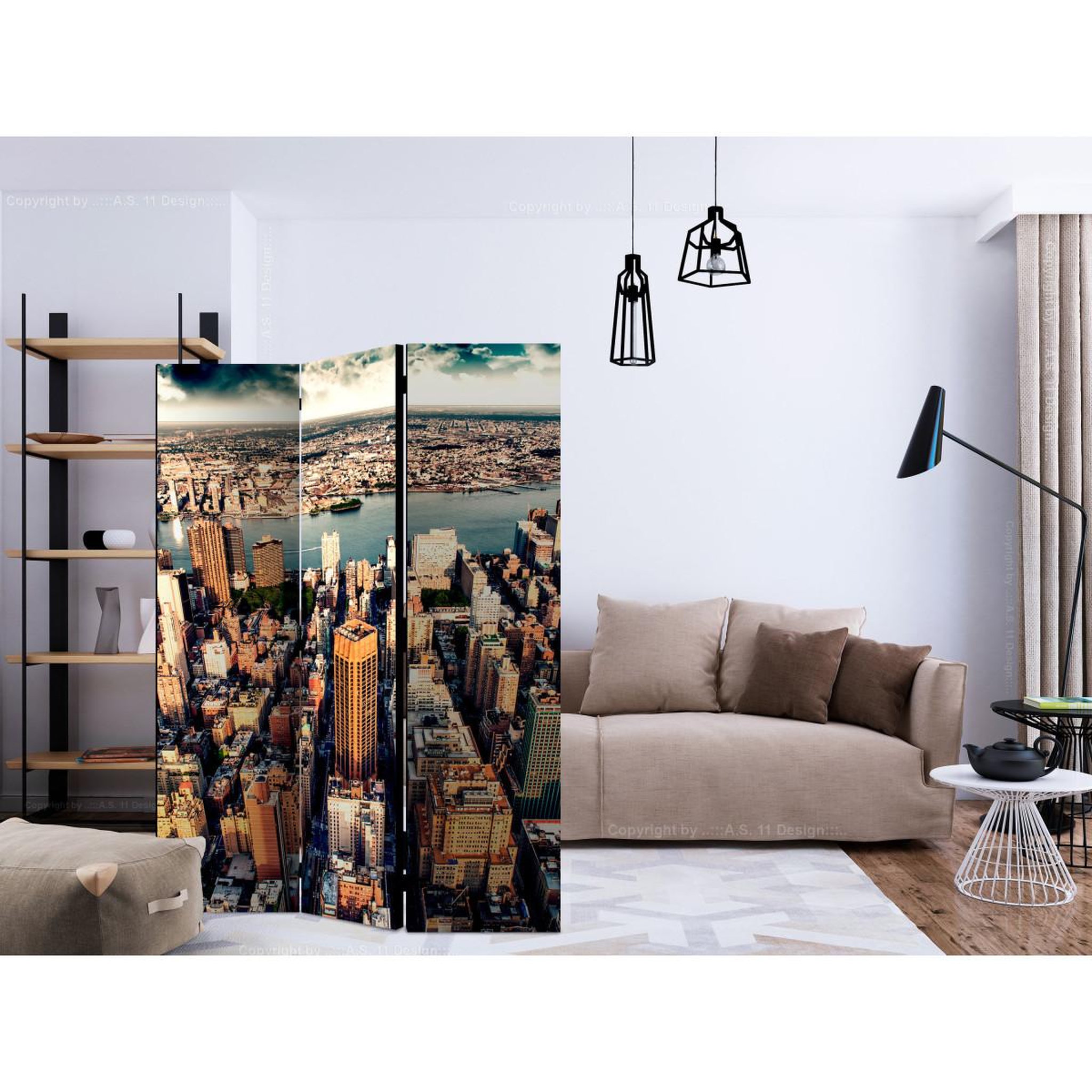 Voir la diapositive 2 : Paris Prix Paravent 3 volets  bird's eye view of new york  135x172cm