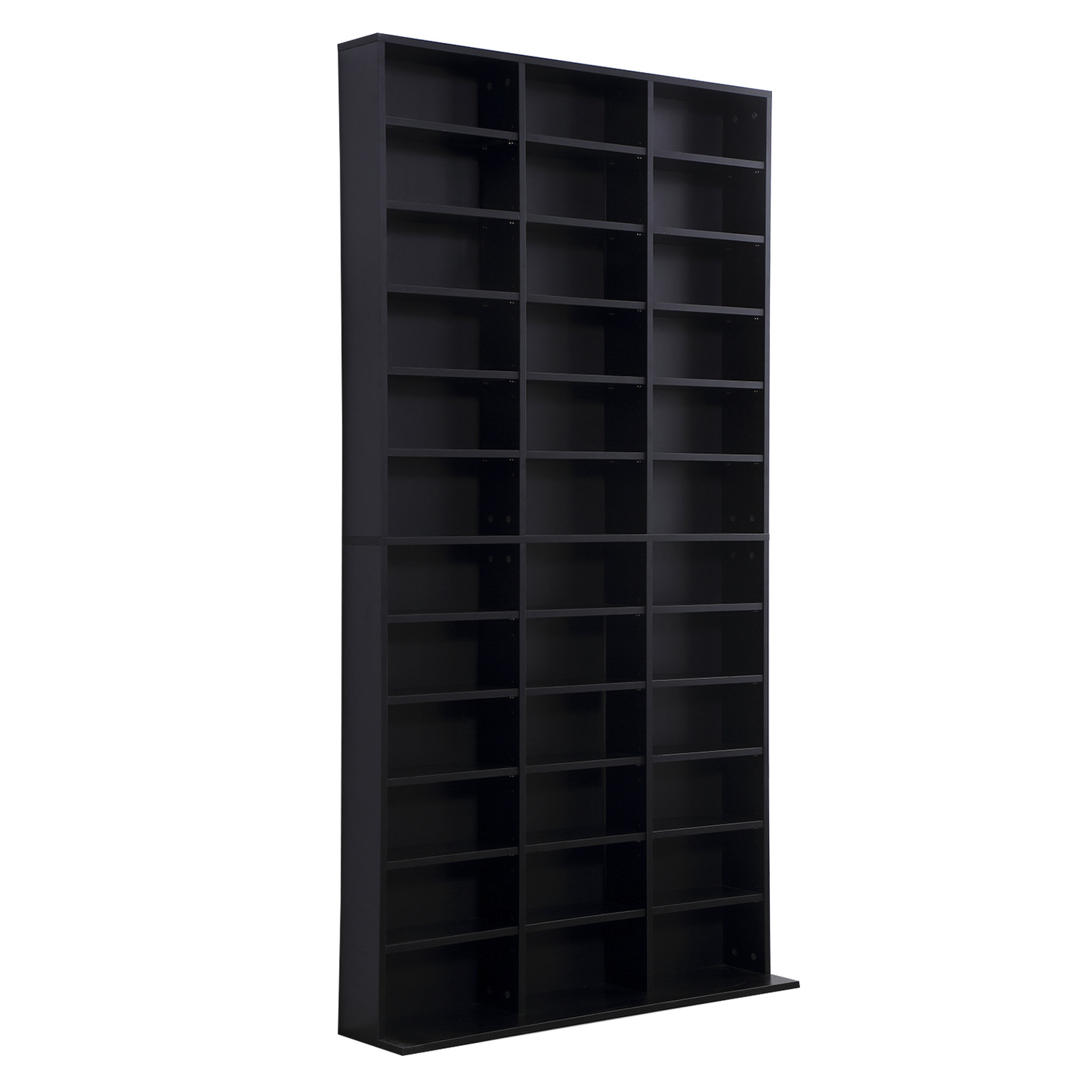 Voir la diapositive 1 : HOMCOM Étagère rangement CD/DVD meuble de rangement pour 1116 CDs 33 compartiments réglables en hauteur 102 x 24 x 195 cm noir
