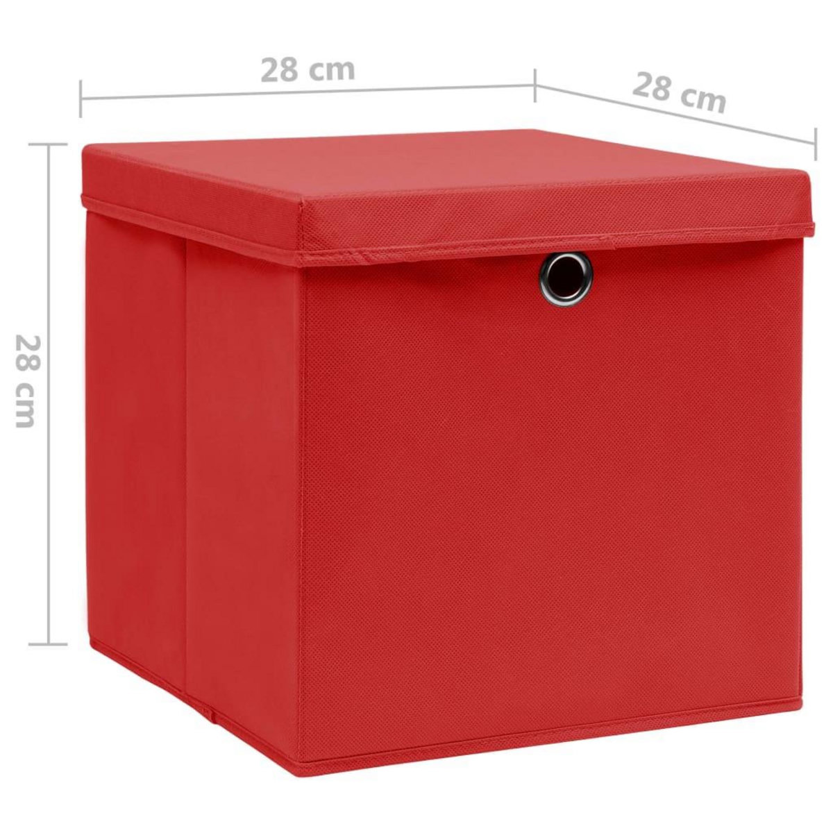 VIDAXL Boîtes de rangement avec couvercles 10 pcs 28x28x28 cm Rouge