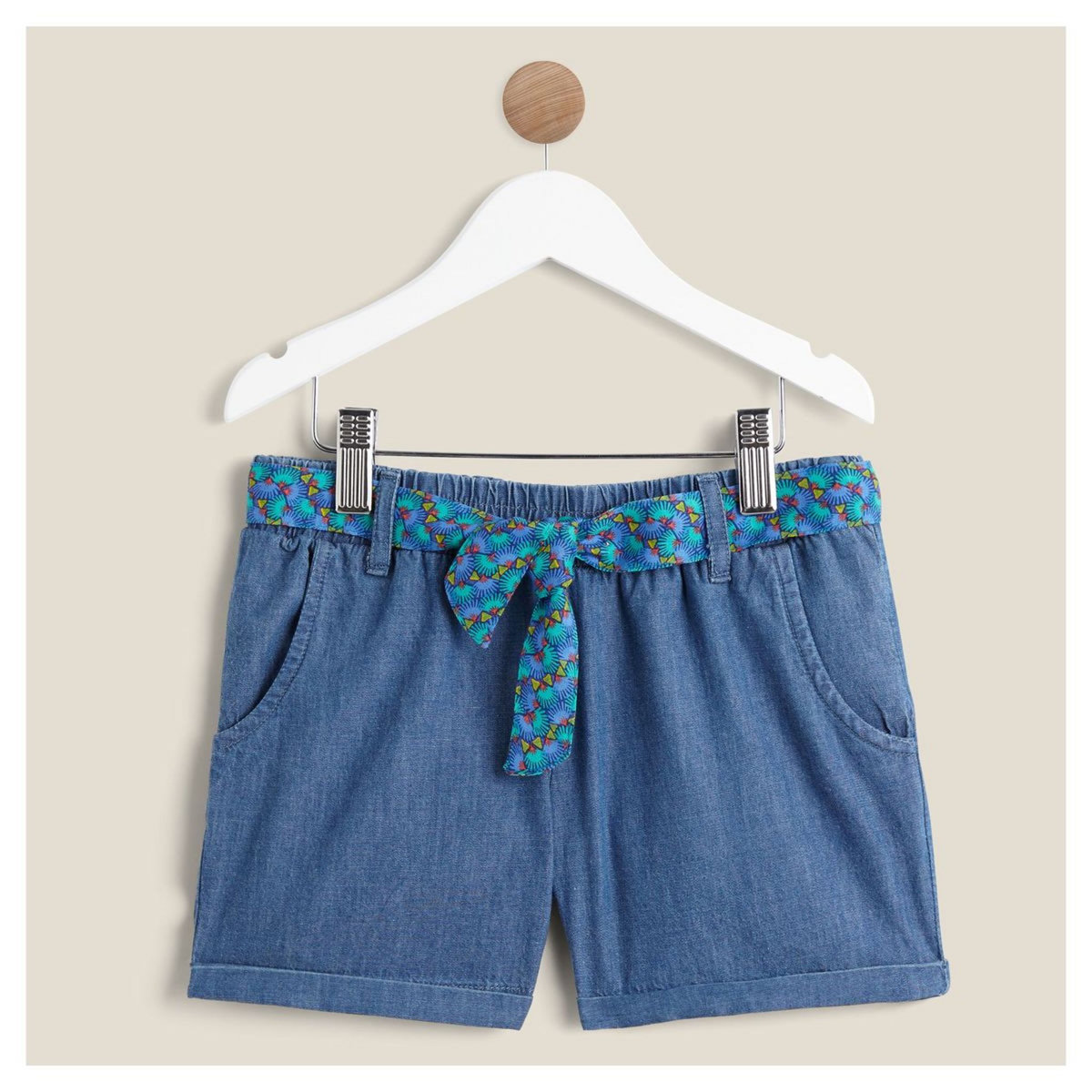 IN EXTENSO Short en jean avec ceinture fantaisie fille