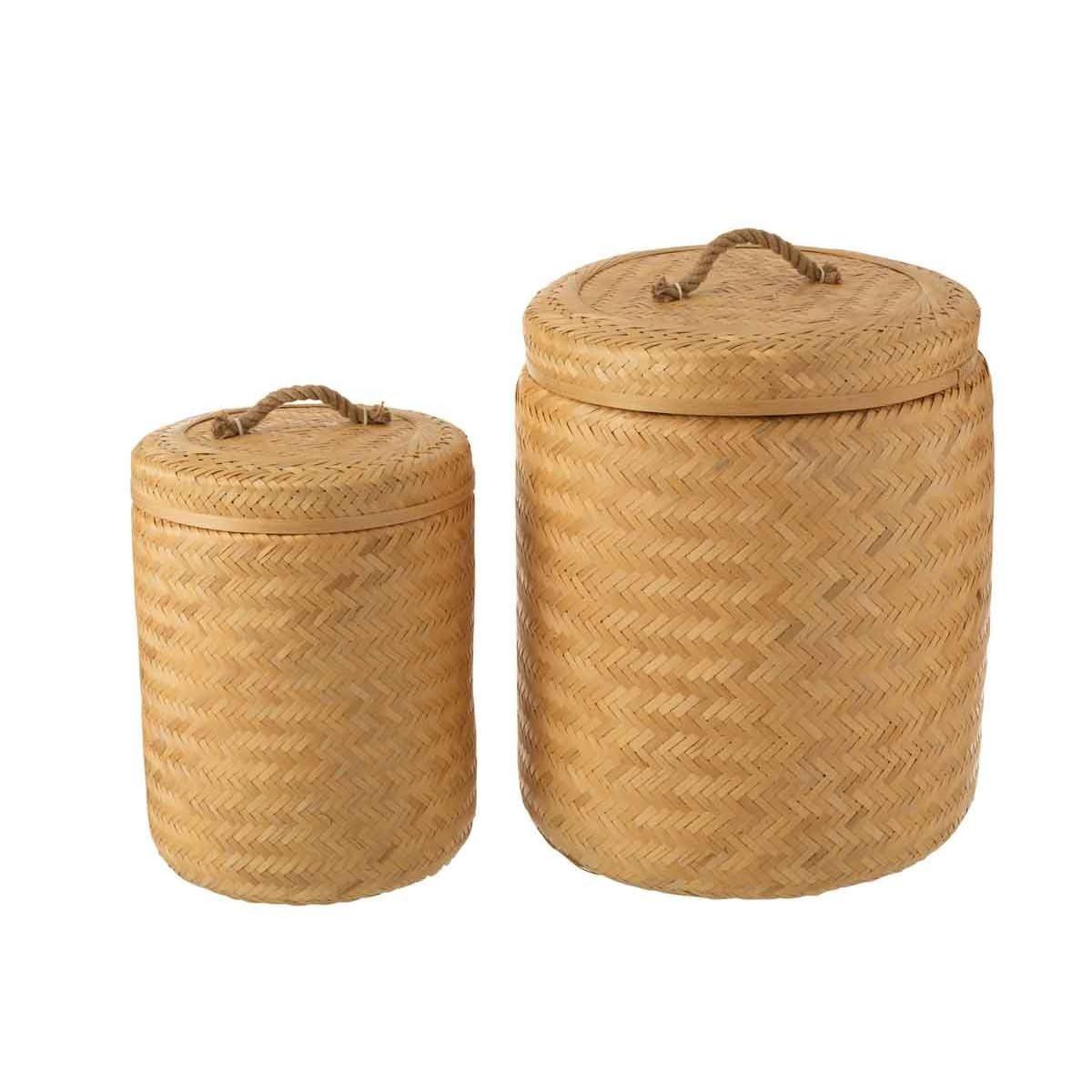 Voir la diapositive 3 : J-LINE Lot de 2 paniers de rangement  selio  57cm naturel