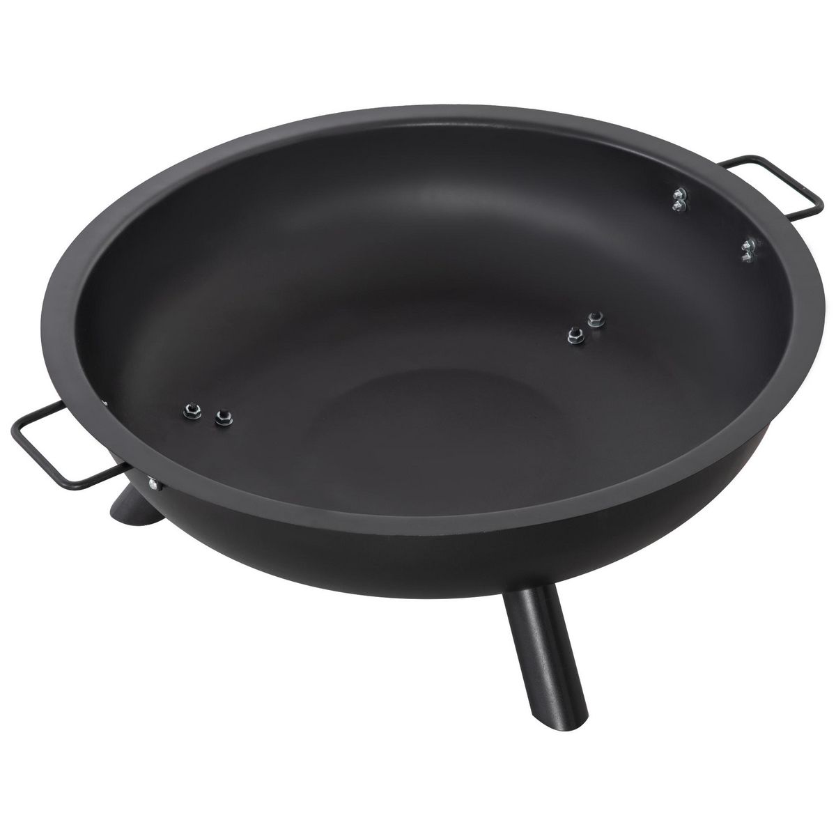 OUTSUNNY Brasero boule de feu cheminée foyer extérieur dim. 79L x 69l x 25,5H cm 2 poignées tisonnier acier noir