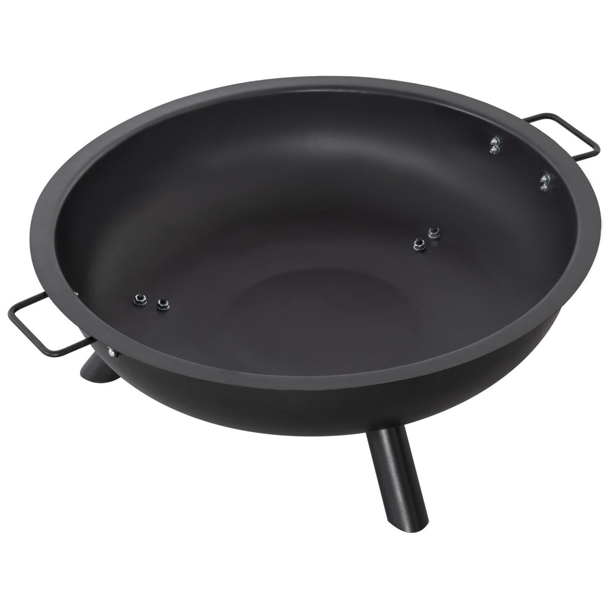 OUTSUNNY Brasero boule de feu cheminée foyer extérieur dim. 79L x 69l x 25,5H cm 2 poignées tisonnier acier noir
