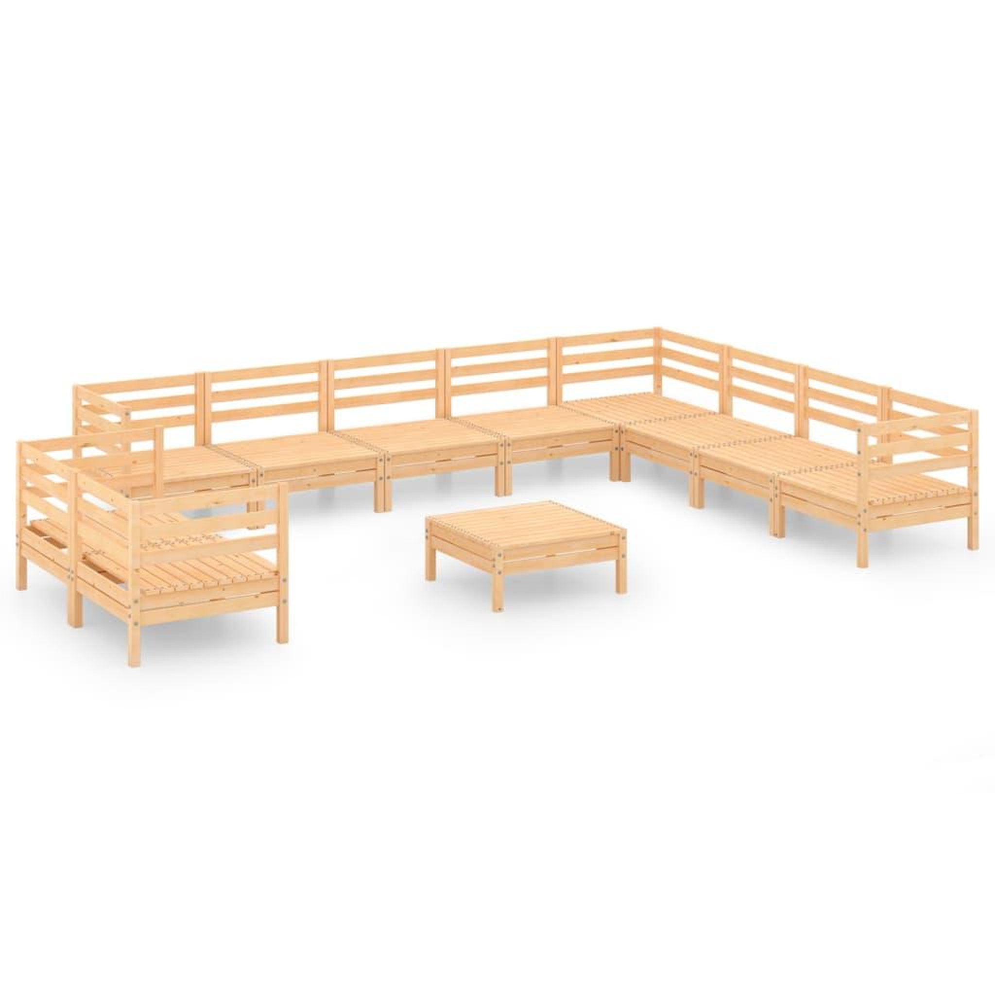 Voir la diapositive 2 : VIDAXL Salon de jardin 11 pcs Bois de pin massif