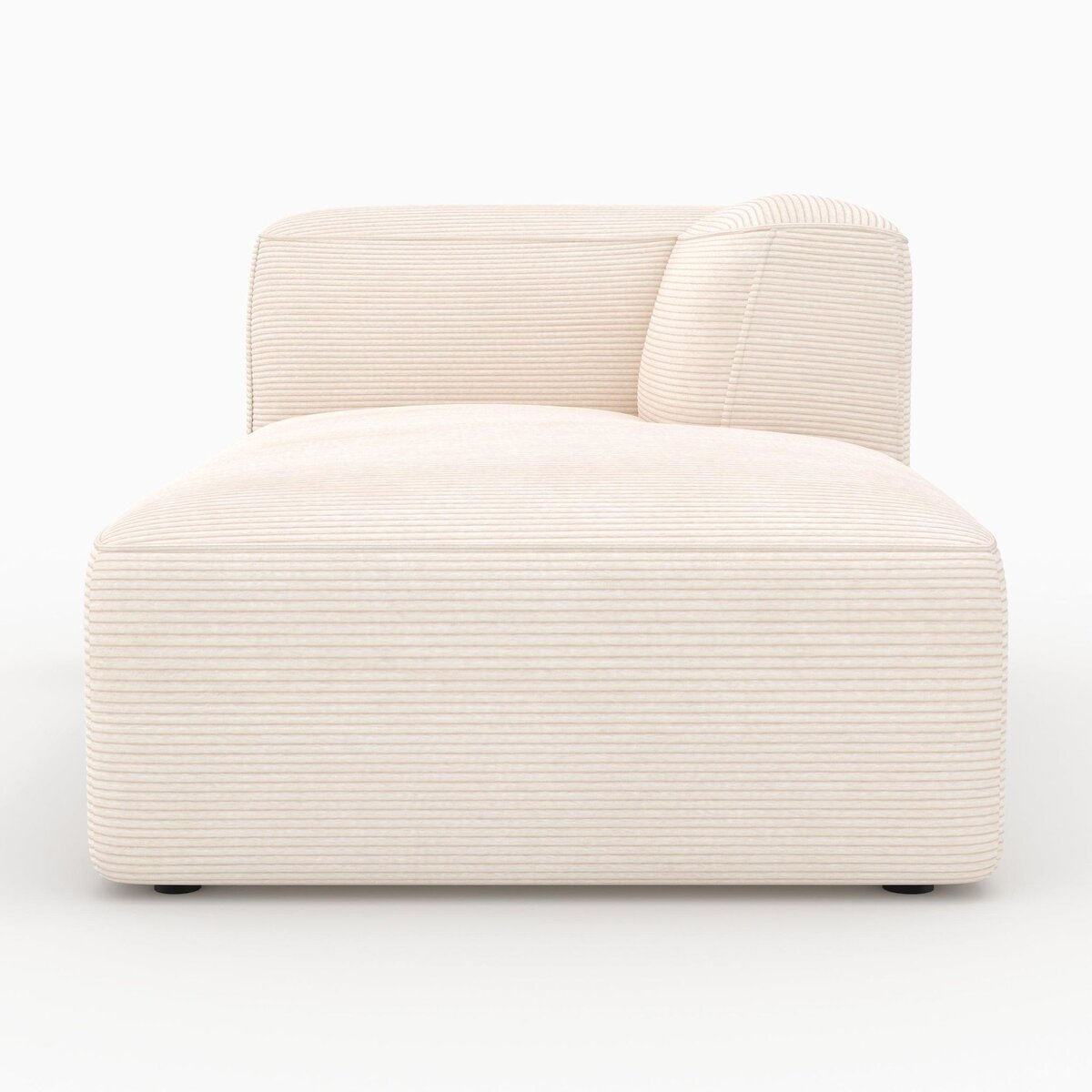 Rendez vous déco Canapé modulable en velours côtelé blanc 4 places avec 2 poufs-Mina