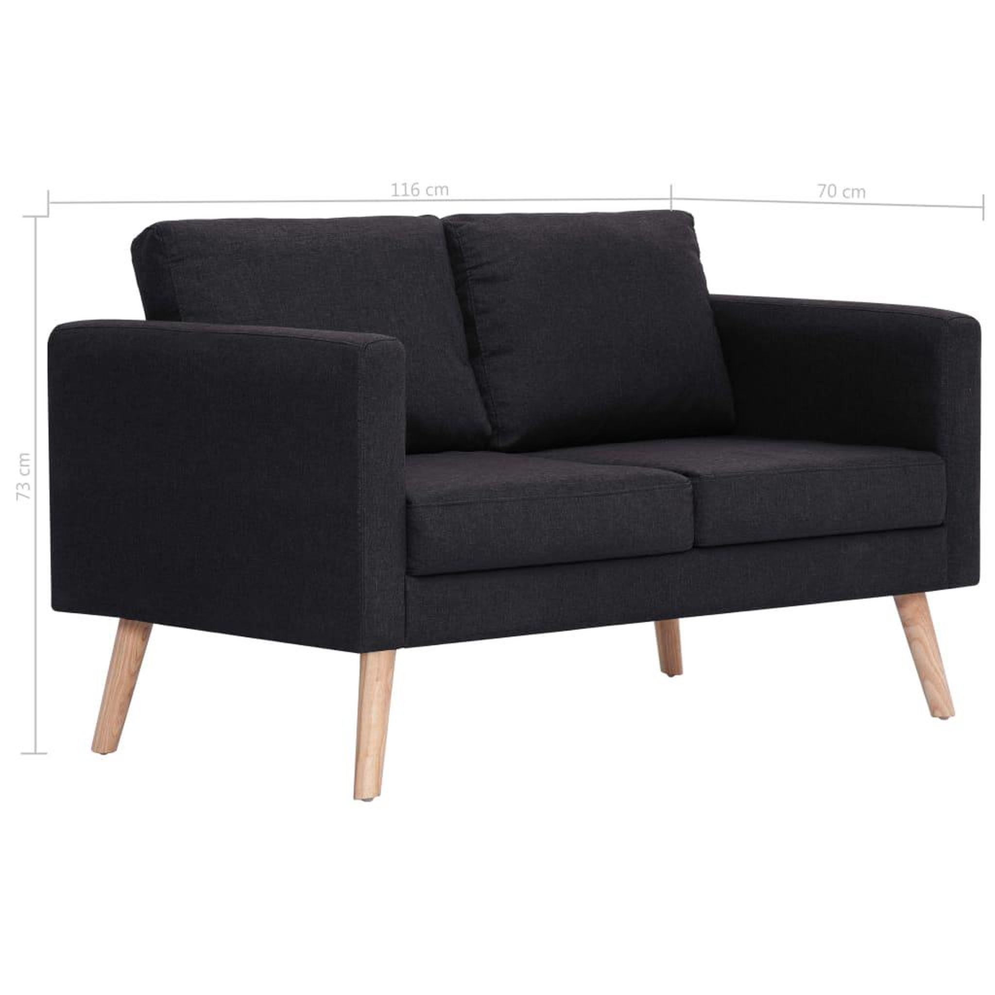 Voir la diapositive 6 : VIDAXL Canape a 2 places Tissu Noir