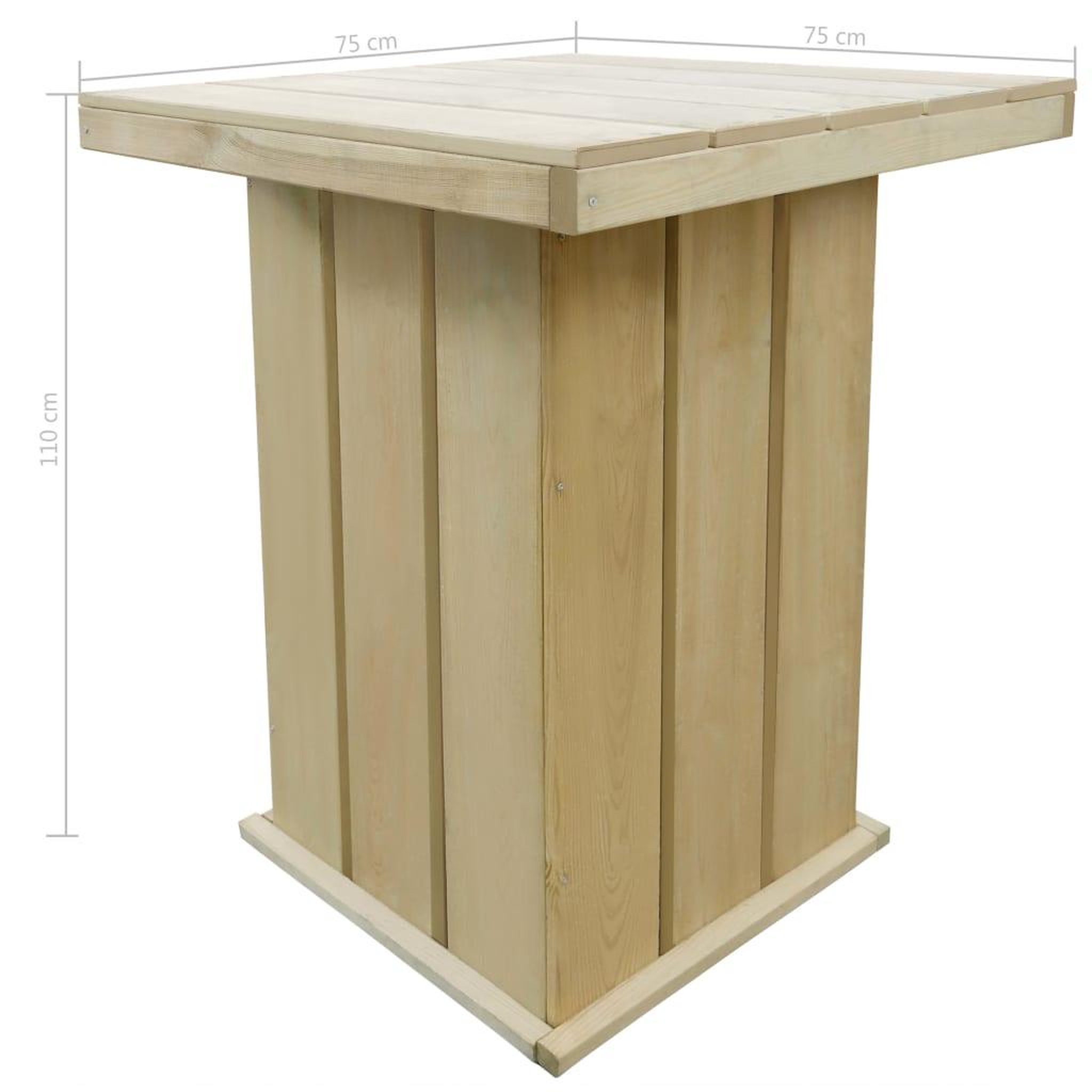 Voir la diapositive 2 : VIDAXL Table de bar 75x75x110 cm Pin impregne