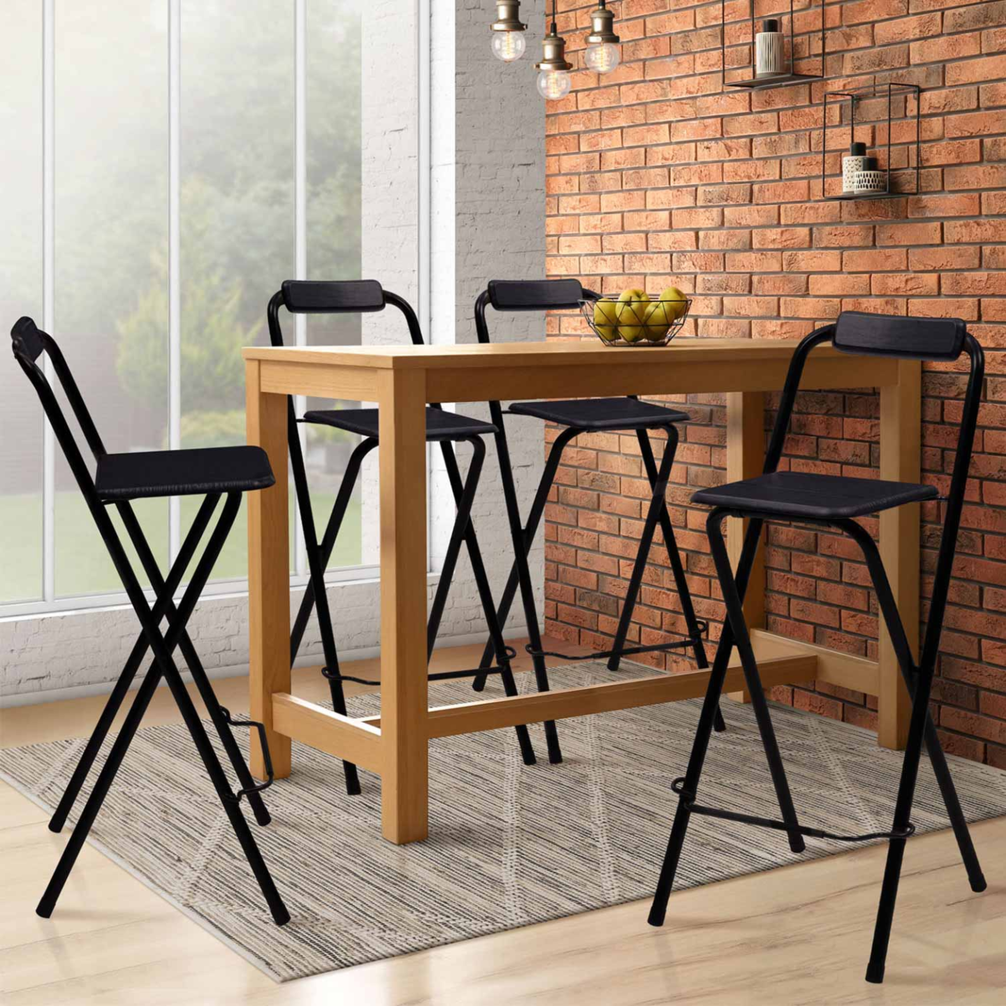 Voir la diapositive 2 : ID MARKET Lot de 4 tabourets de bar pliants delson noirs