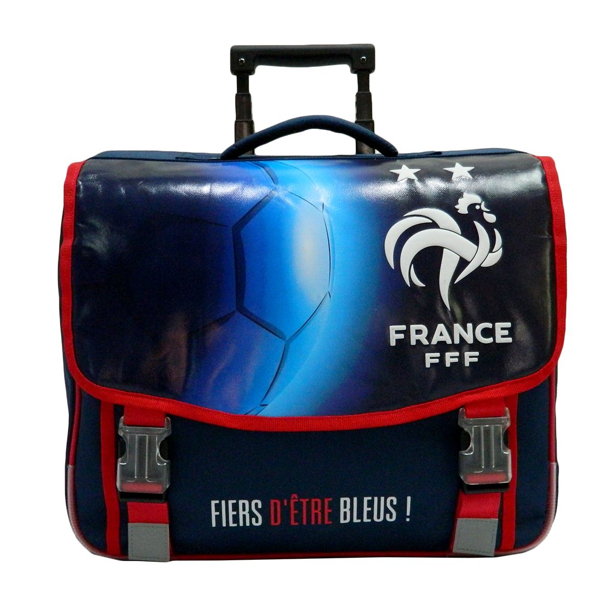  Cartable à roulettes 41cm garçon FFF fiers d'être bleus bleu marine