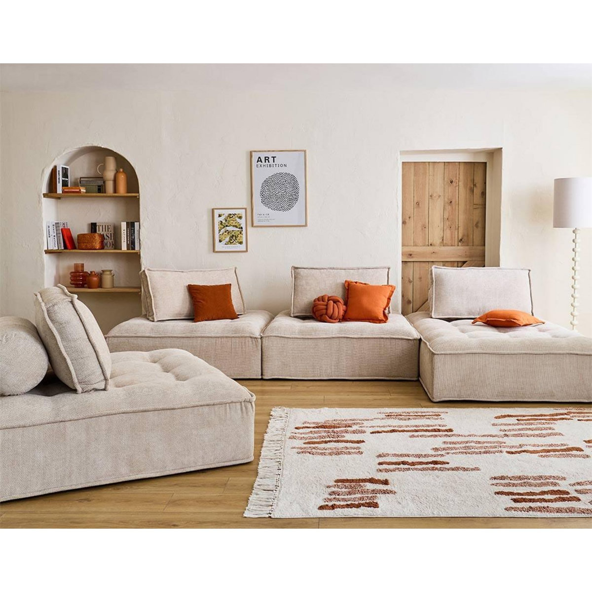 BEST MOBILIER Marisol - canapé panoramique modulable 7 places - velours texturé