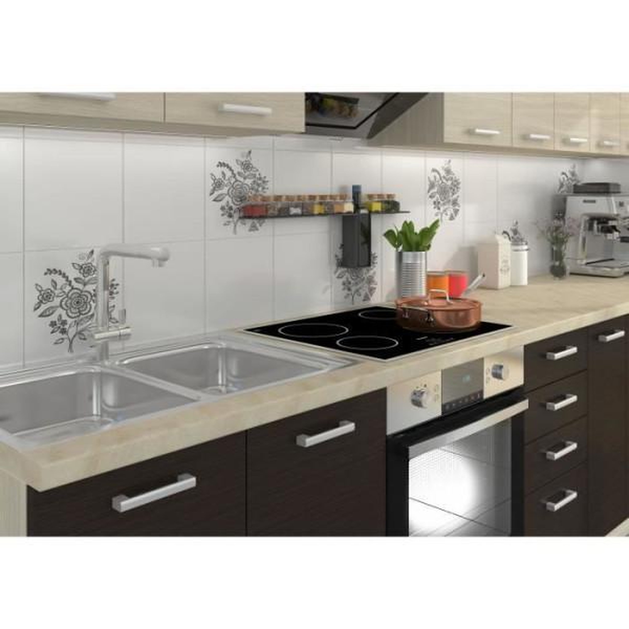 Voir la diapositive 3 : MARKET24 CHAMONIX Plan de travail Stratifié - L 180 cm - Ep 28 mm - Beige mat