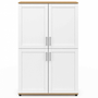 Voir la diapositive 3 : ID MARKET Buffet haut H. 125 cm VITO 4 portes blanc et bois