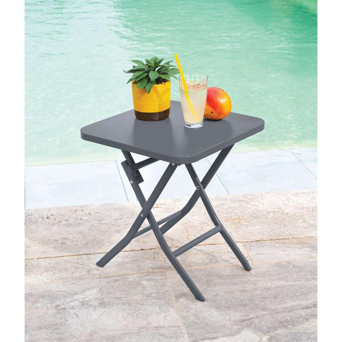 HESPERIDE Table d'appoint de jardin carrée Greensboro - Gris Graphite