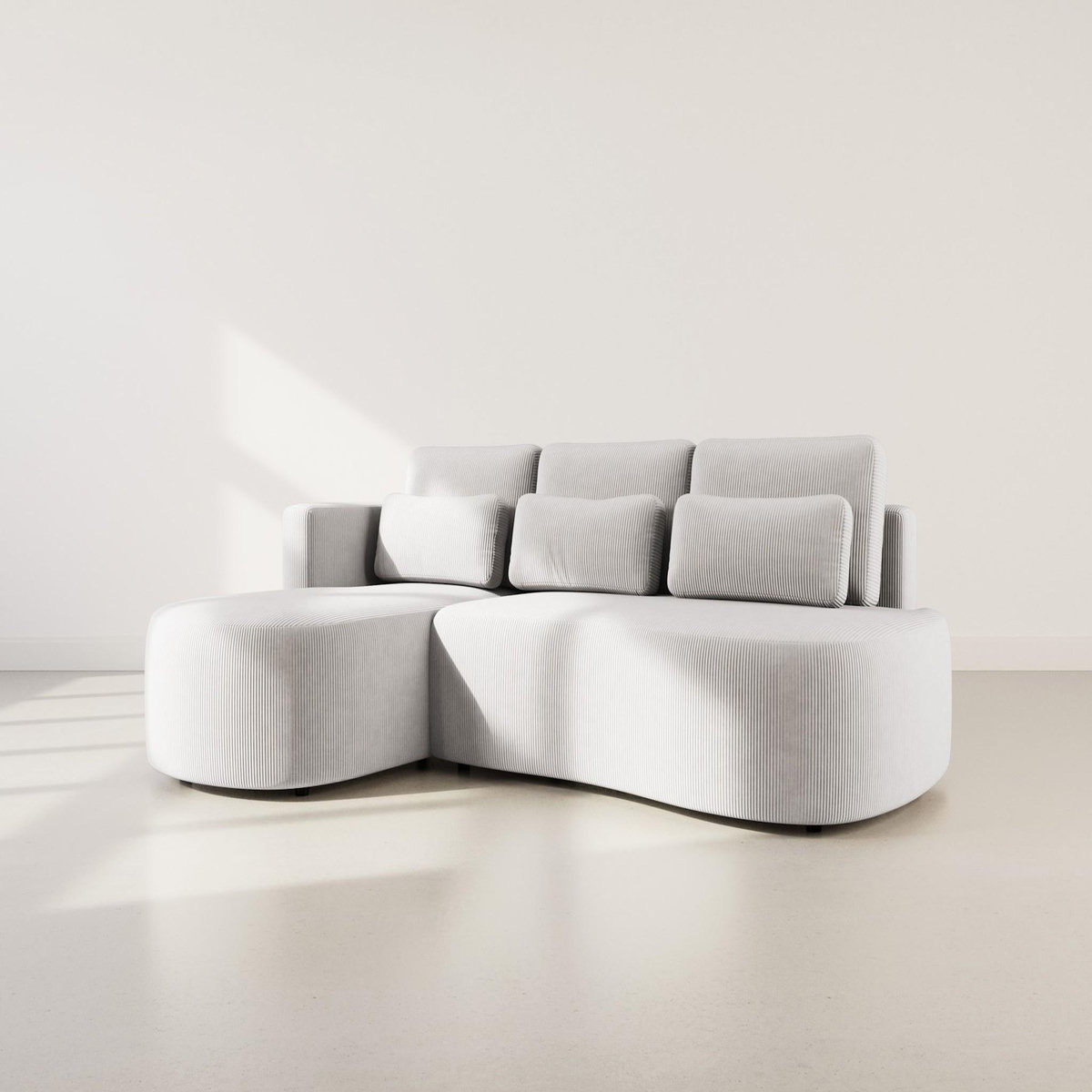 LISA DESIGN Mahina - canapé d'angle gauche 4 places convertible avec coffre en velours côtelé