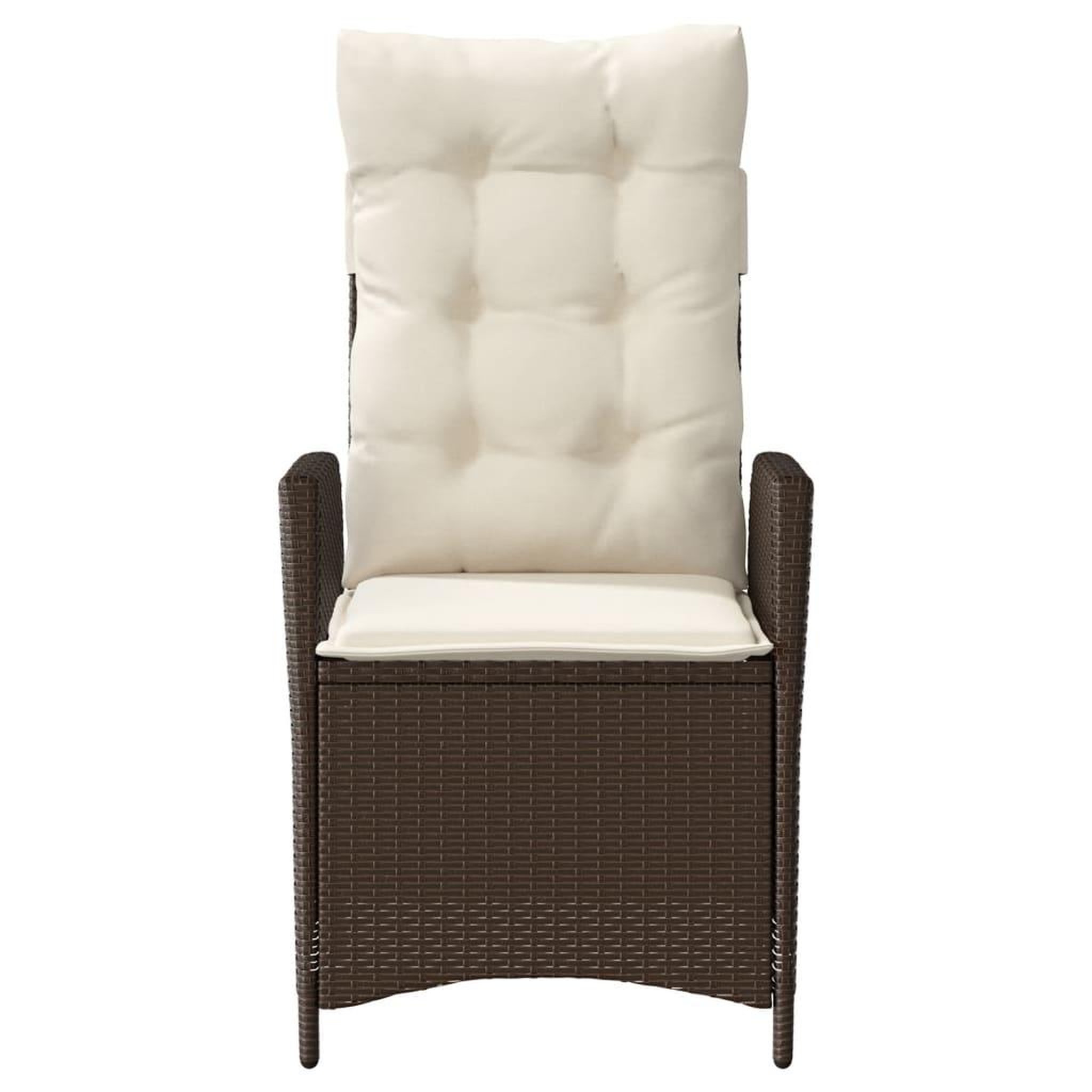 Voir la diapositive 4 : VIDAXL Chaise inclinable de jardin avec coussins marron resine tressee