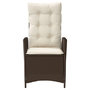 Voir la diapositive 4 : VIDAXL Chaise inclinable de jardin avec coussins marron resine tressee