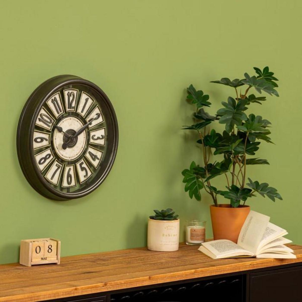 ATMOSPHERA Horloge Murale  Davy  39cm Marron