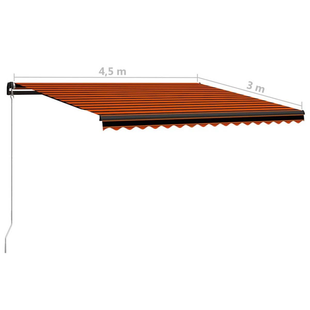 VIDAXL Auvent manuel retractable avec LED 450x300 cm Orange et marron