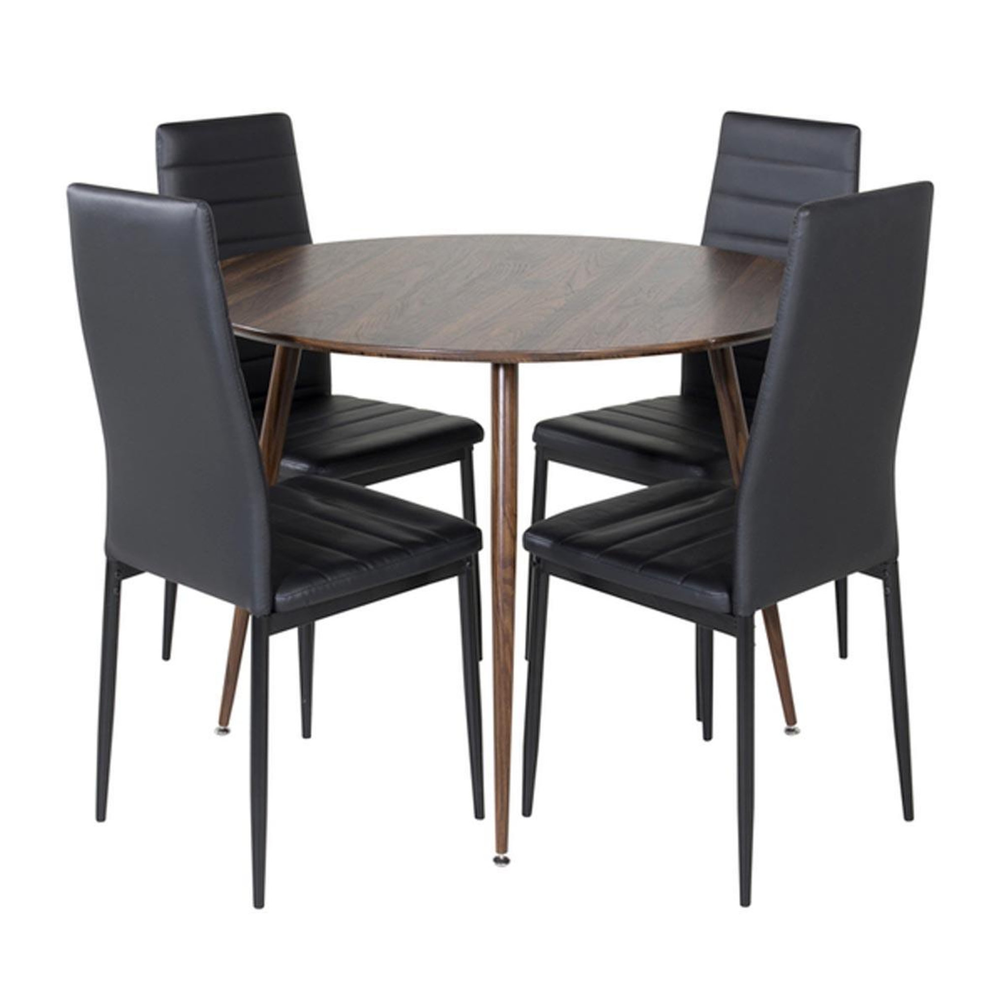 Paris Prix Ensemble table à manger & 4 chaises  plaza & slim  100cm noyer & noir